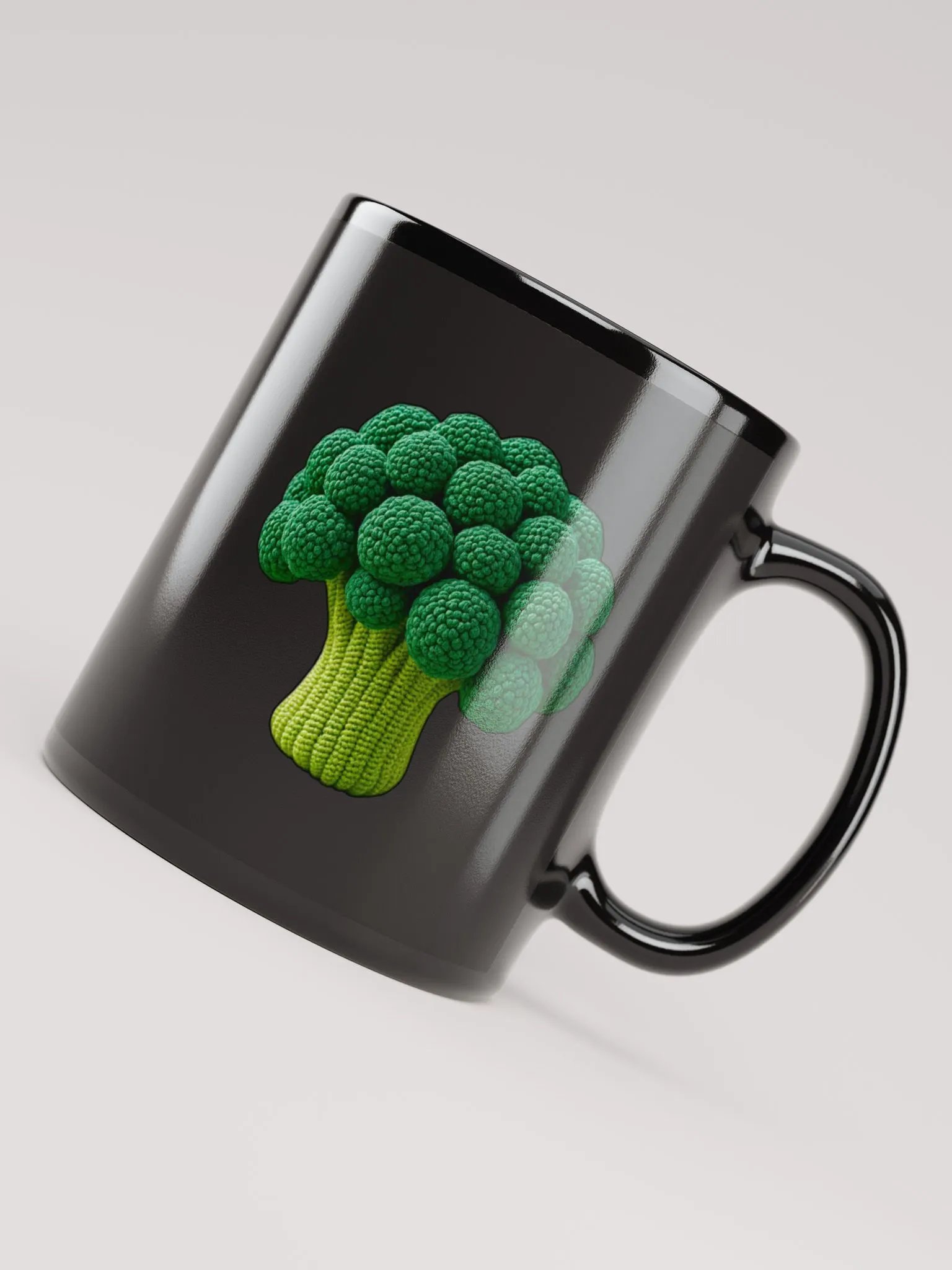 CozyAvocado Black Glossy Broccoli Mug #1 product image (4)