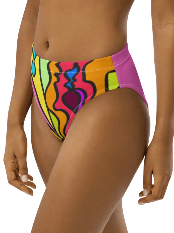 Vibrant Energy High-Waisted Bikini Bottoms - Wave at Sunset product image (4)