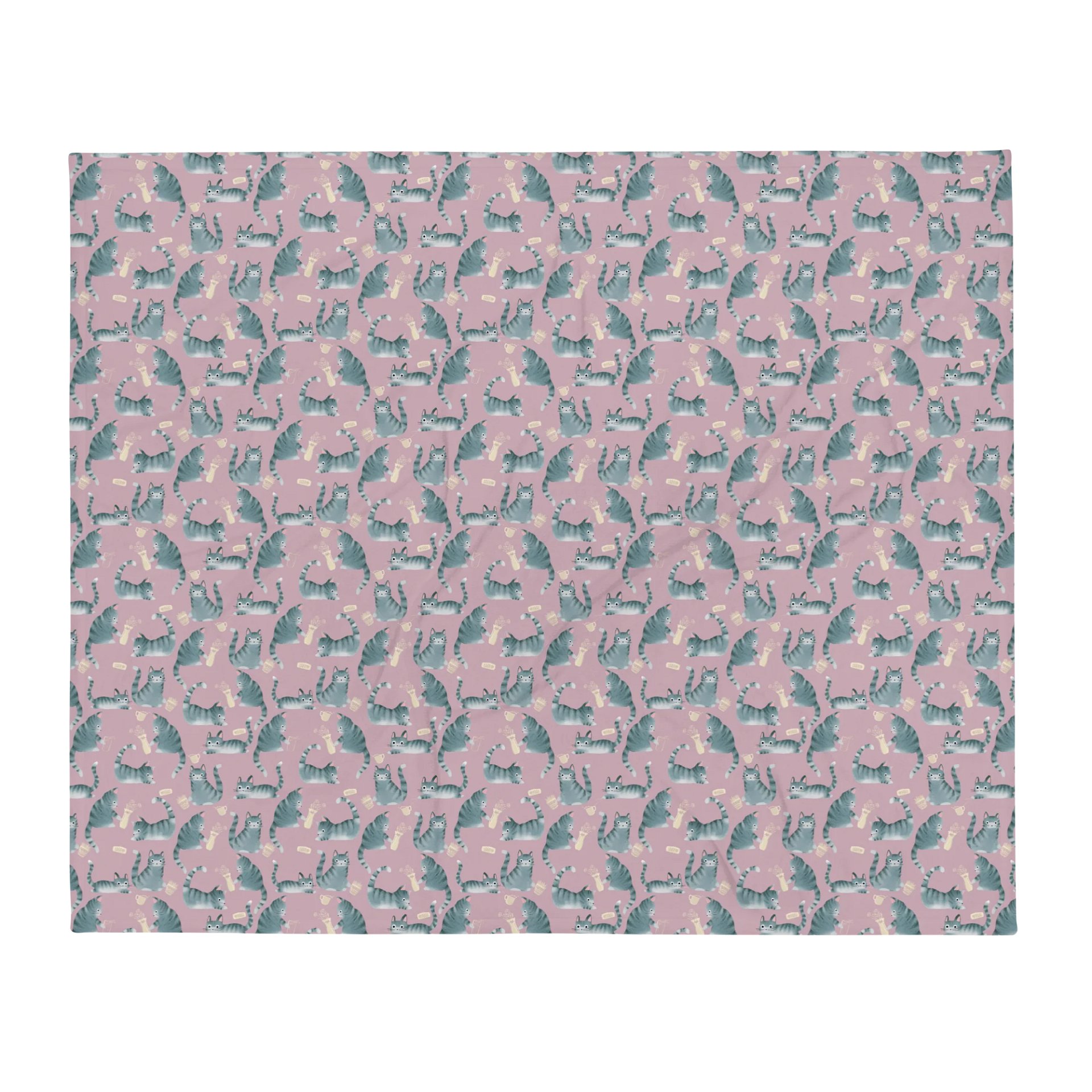 Bad Grey Tabby Cats Knocking Stuff Over Throw Blanket, Pink product image (2)
