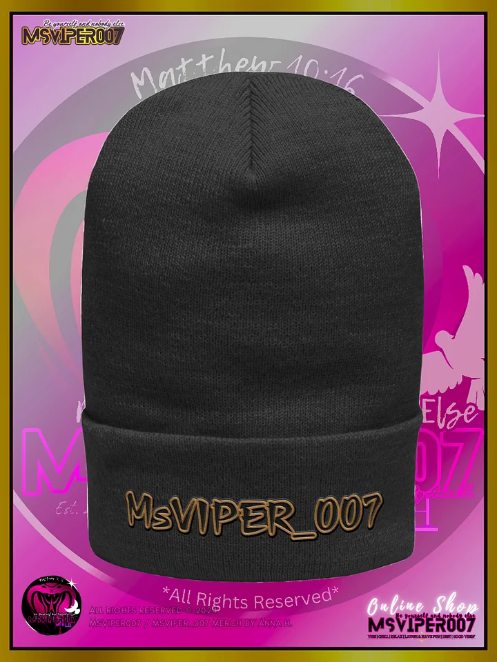 Cuffed Beanie [ Embroidered Design(s) ] - "MsViper_007™ Brand [gld-yllw/blk] - Support&Sport" Stylish Beanie by Anna H. product image (1)