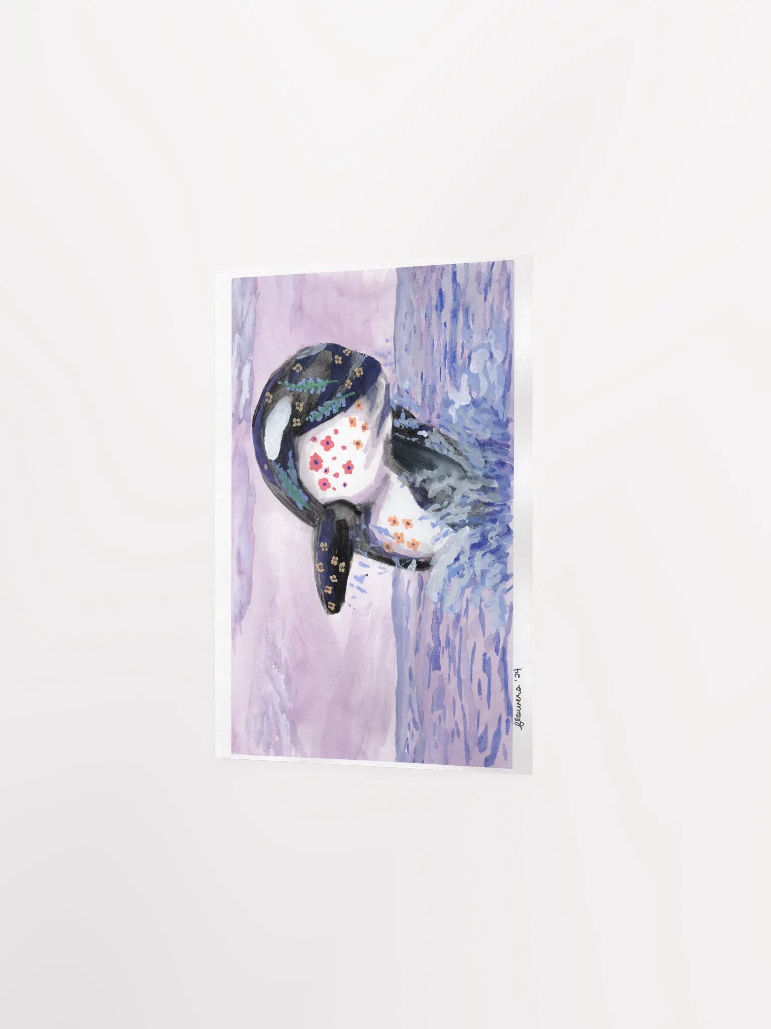 floral orca 06 - gouache - print product image (3)
