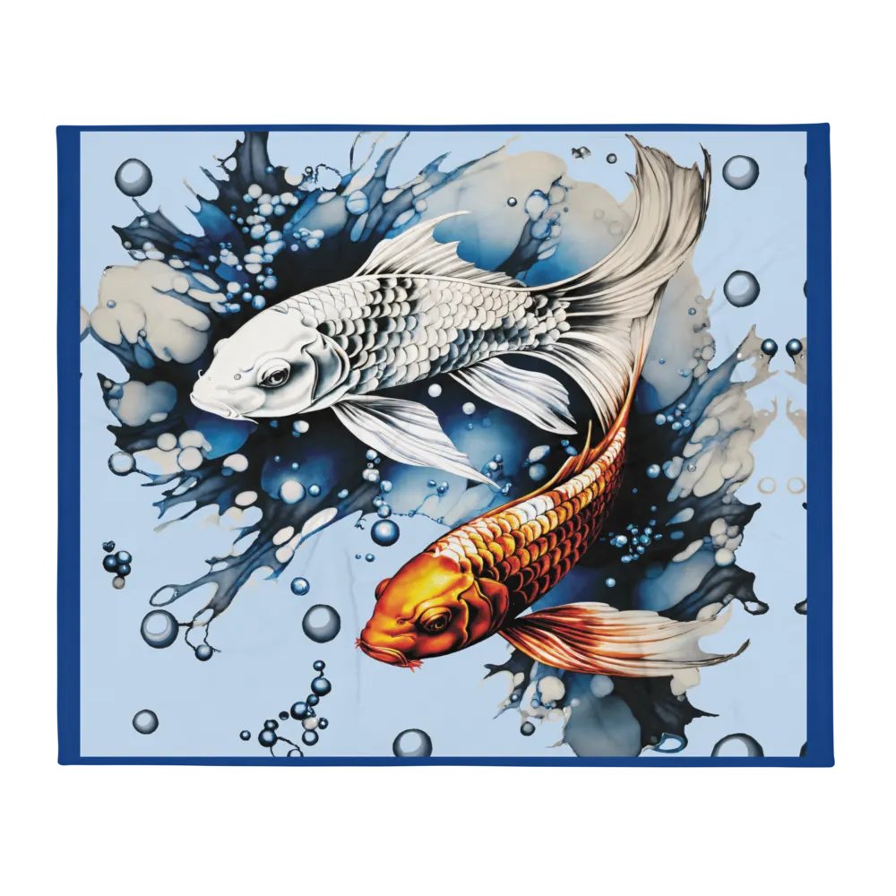 Koifish and bubbles on blue product image (1)