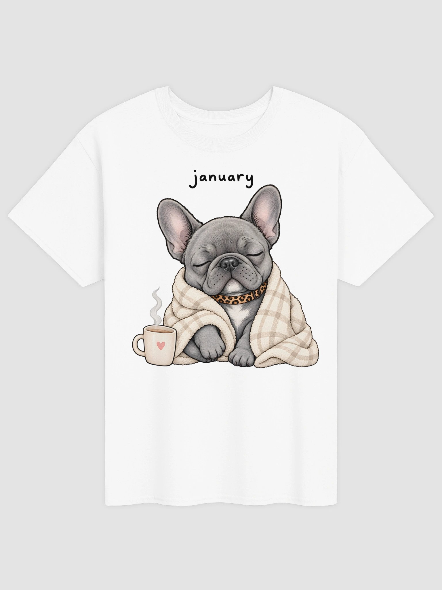 Cozy January French Bulldog Birthday Shirt - Cute Winter Dog & Coffee T-Shirt product image (1)