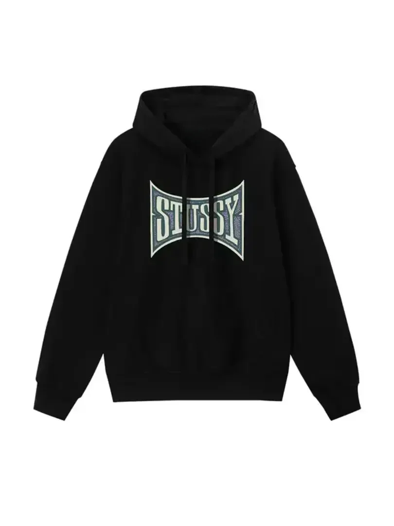 Stussy Champion Pigment Dyed Hoodie Black product image (1)