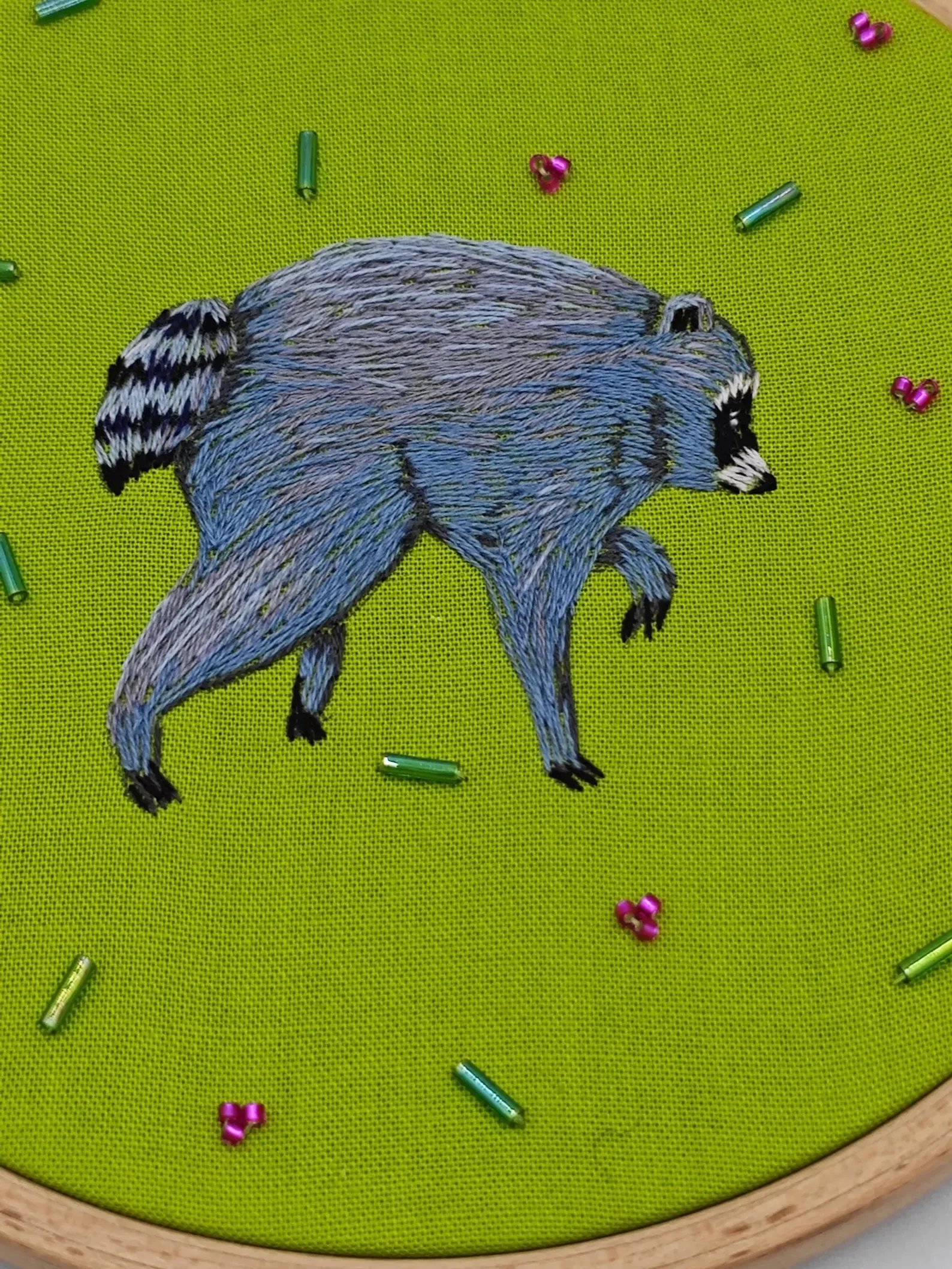 Jimothy hand embroidery pattern PDF raccoon step by step thread painting instructions product image (4)