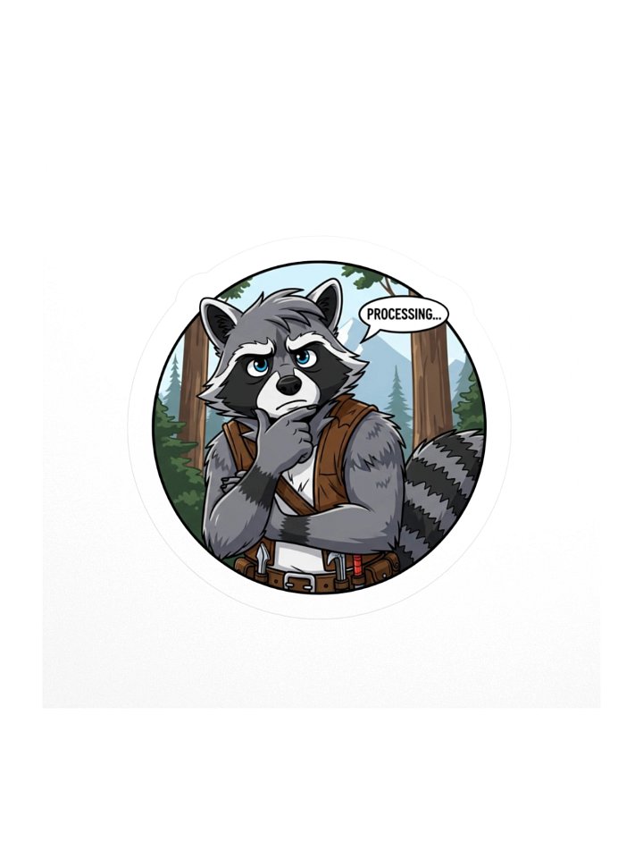Thoughtful Raccoon Process Sticker product image (1)