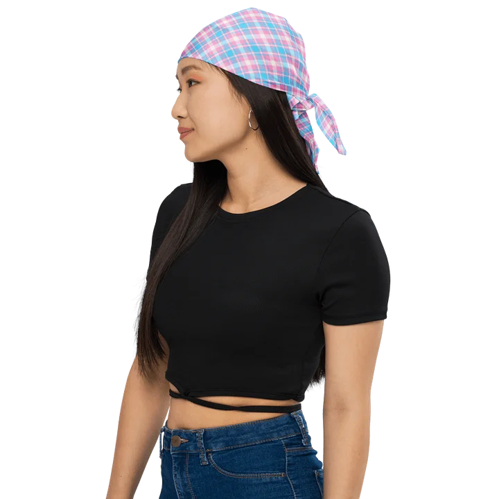 Baby Blue, Pink, and White Plaid Bandana product image (1)