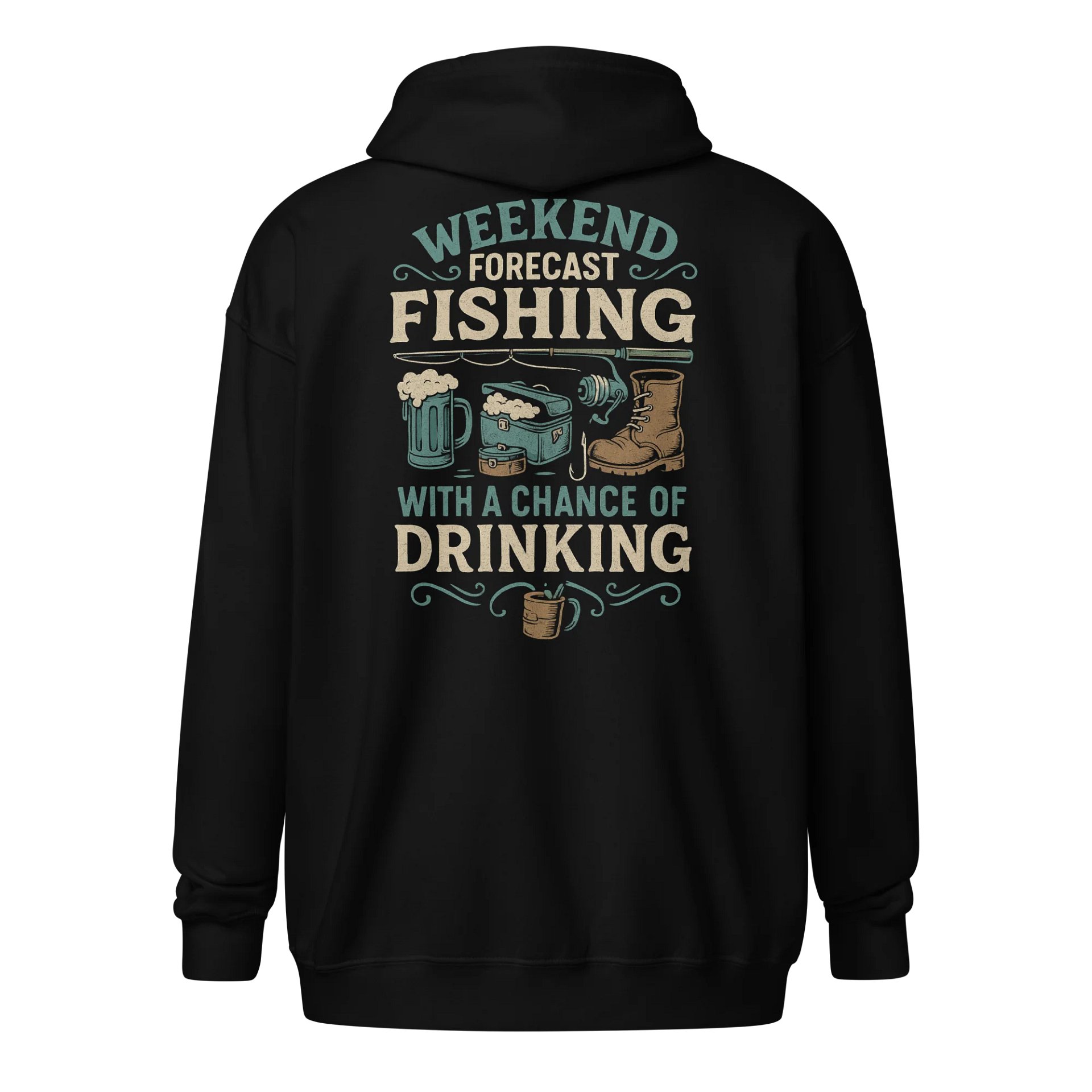 Funny Fishing Zip Hoodie – Weekend Forecast Drinking & Casting product image (1)