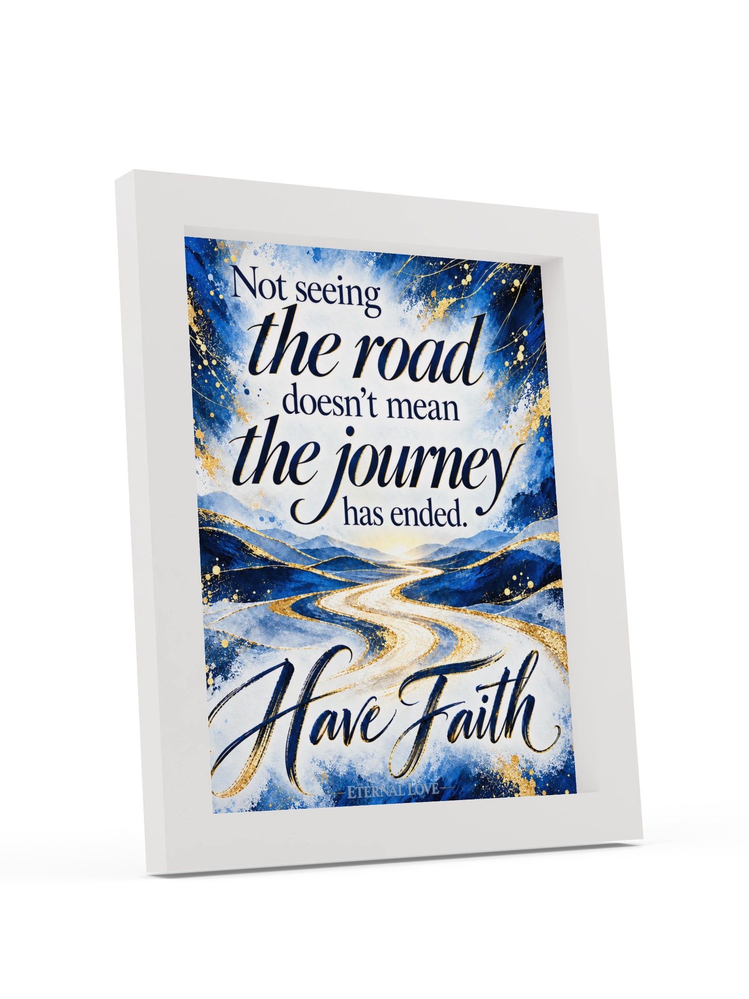 Beyond the Bend - “Have Faith” Wall Art Poster Print · Cobalt & Gold Edition product image (4)