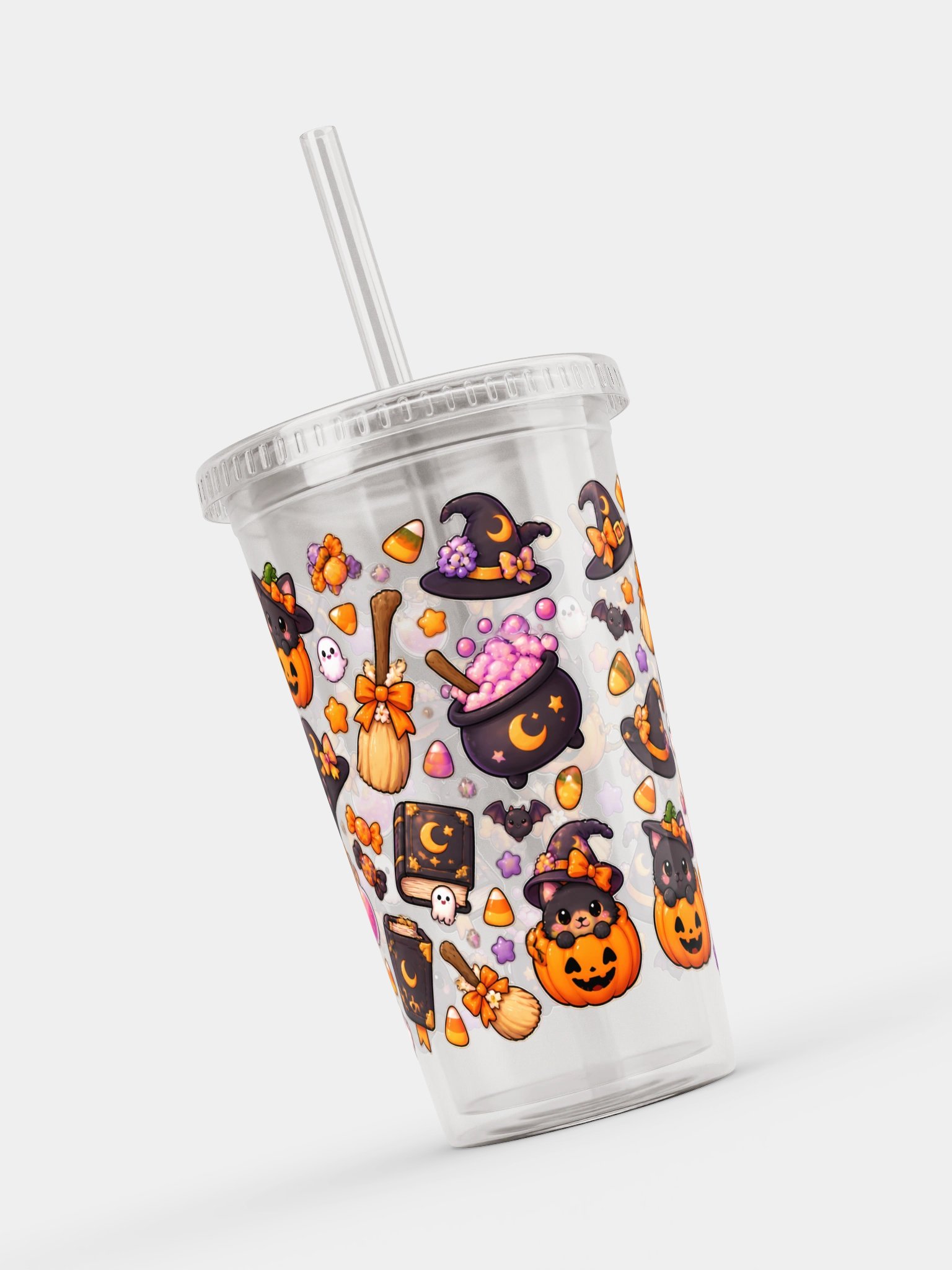 Cute Witch Vibes Clear Dual Wall Tumbler 16 Oz (473 ml) product image (8)