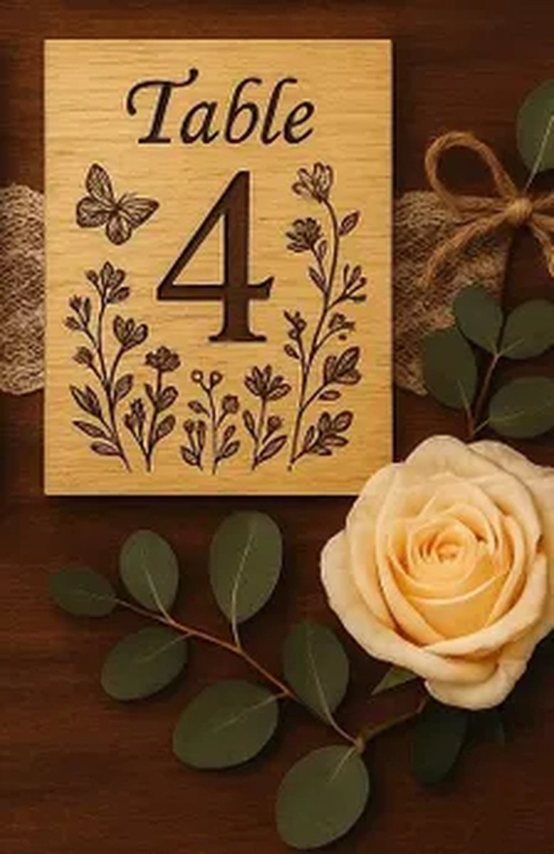 Personalized Wedding Table Number Signs: Engraved Wood, Seasonal Designs product image (2)