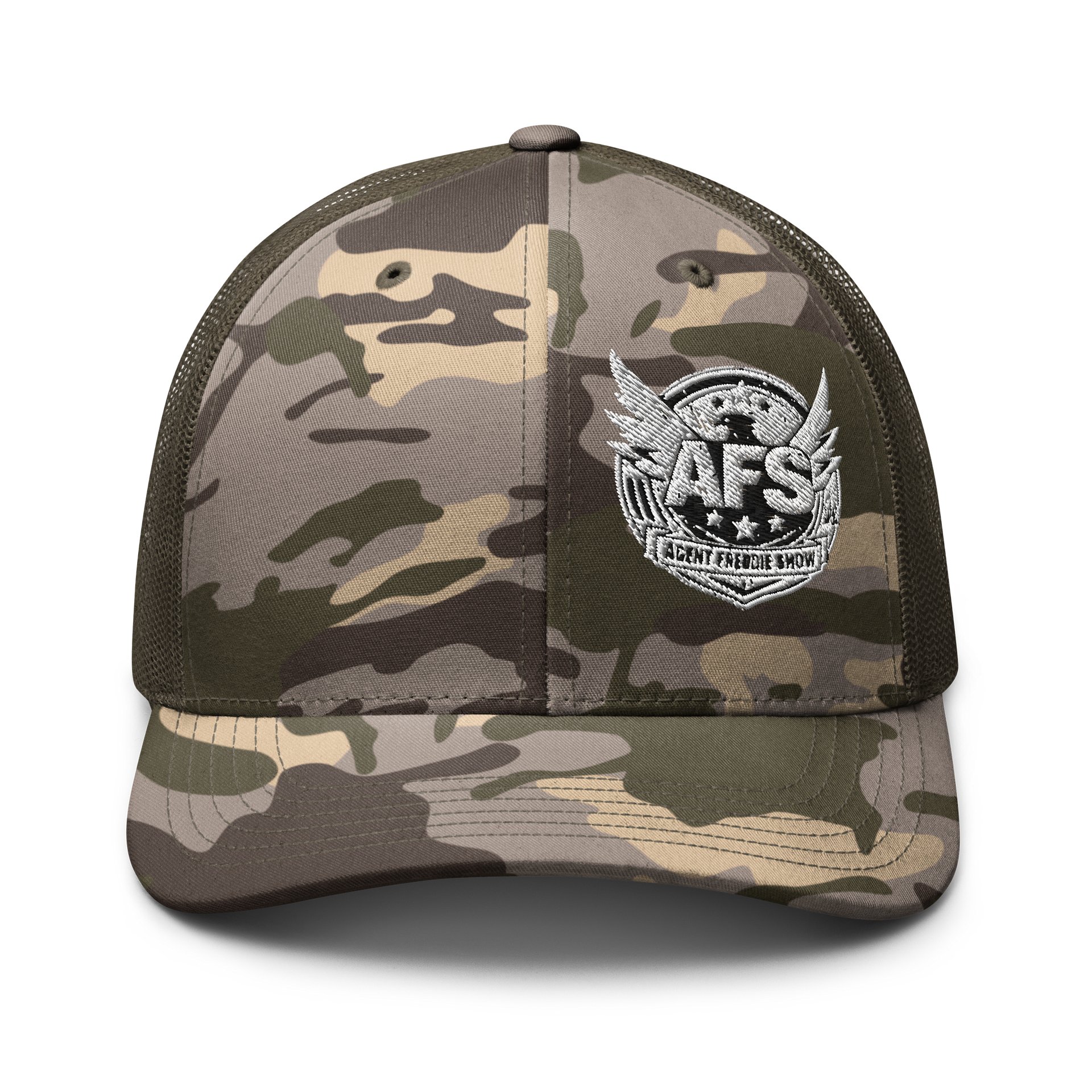 Agent Freddie Show logo camo trucker product image (13)
