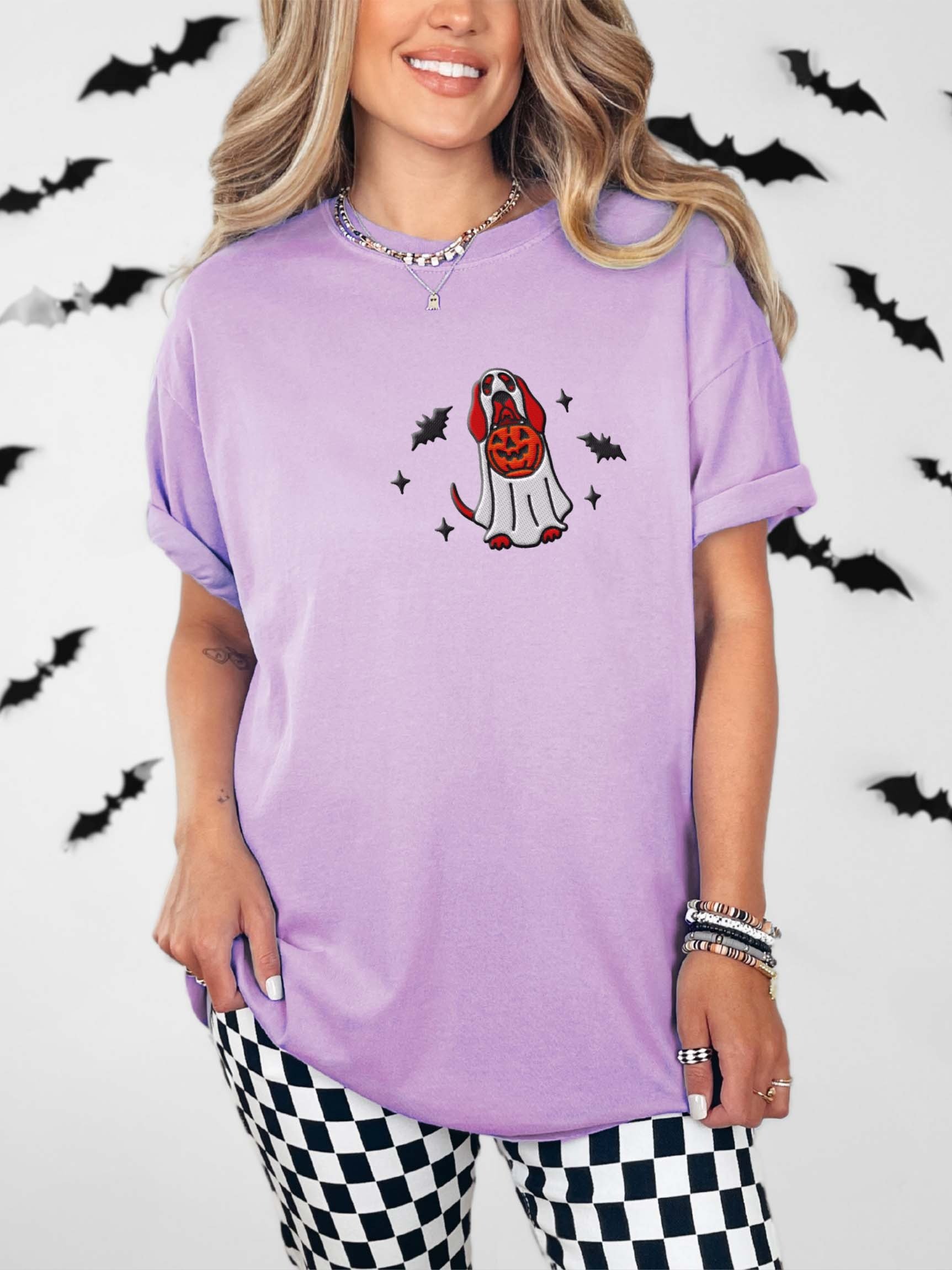 Halloween Bloodhound(Red) Embroidered T-Shirt product image (2)