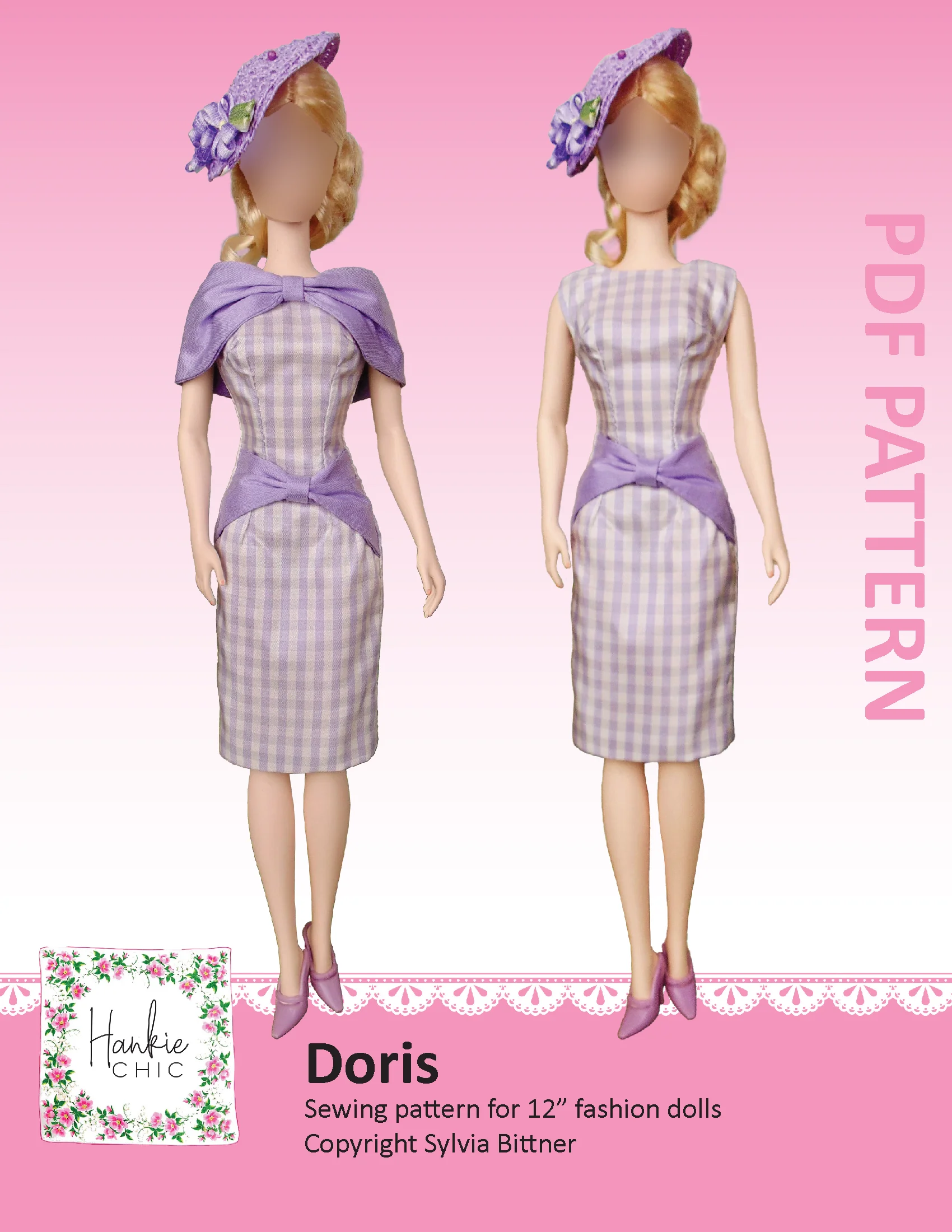 Doris sewing pattern for 12" fashion dolls product image (1)