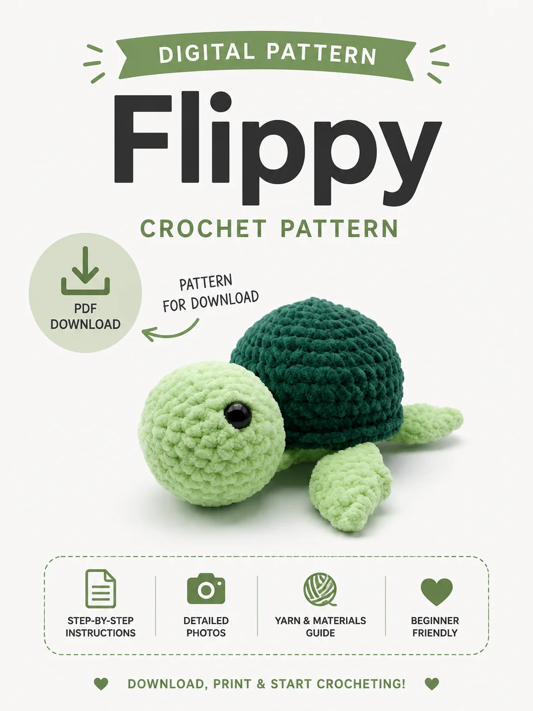 [Digital] Flippy The Turtle Pattern product image (1)