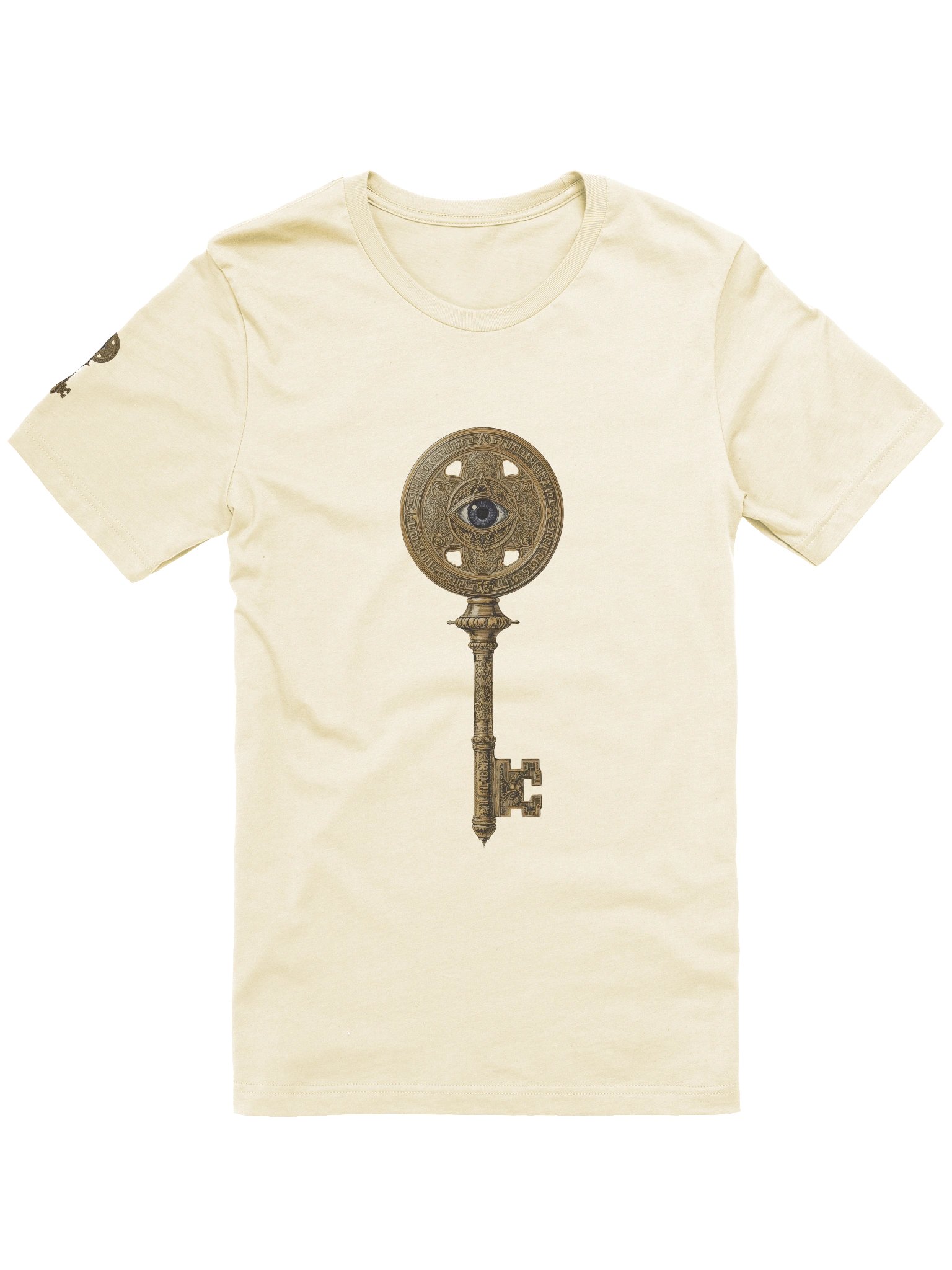 The Gatekeeper’s Key Classic T-Shirt – Front & Right Shoulder Print | Natural | Bella+Canvas 3001 product image (1)