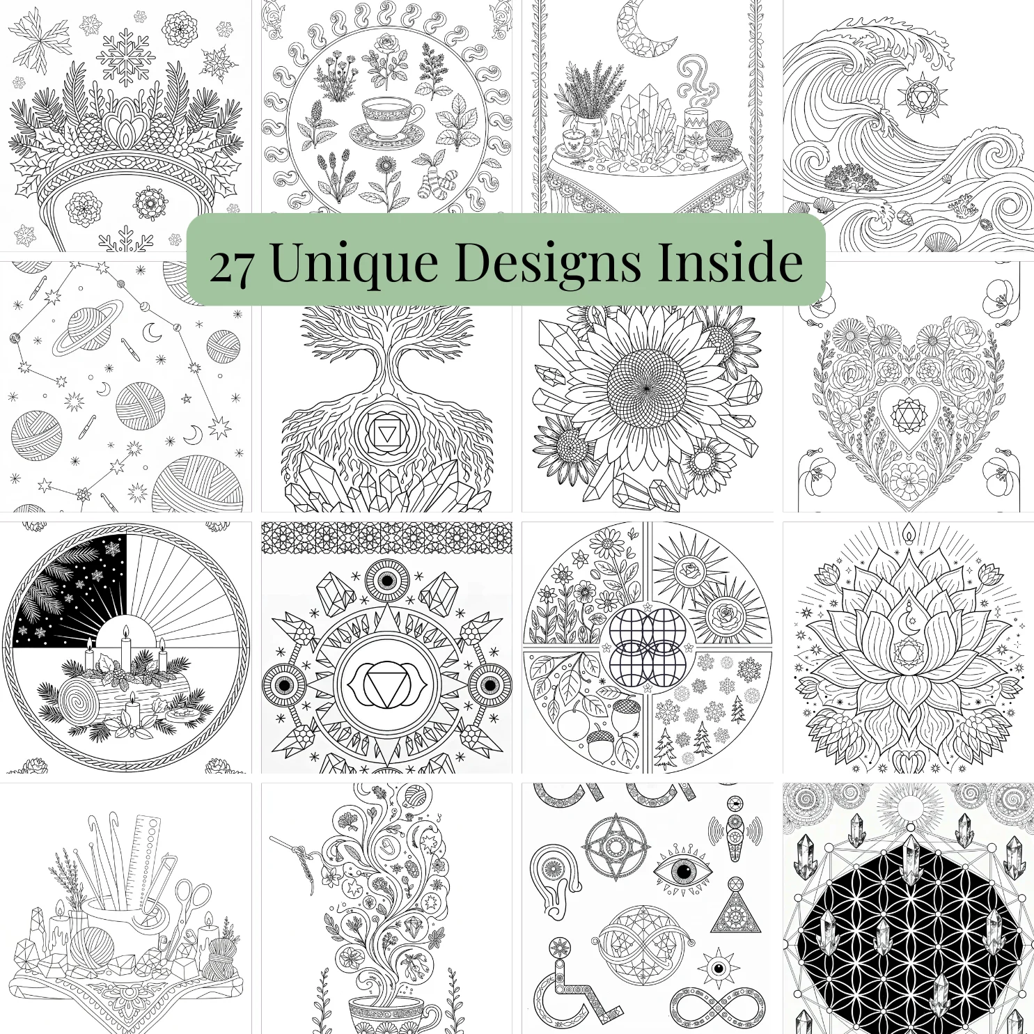 Mystical Stitch Oracle Coloring Book | Printable Crochet Coloring Pages | Fiber Arts Meditation & Magic product image (9)