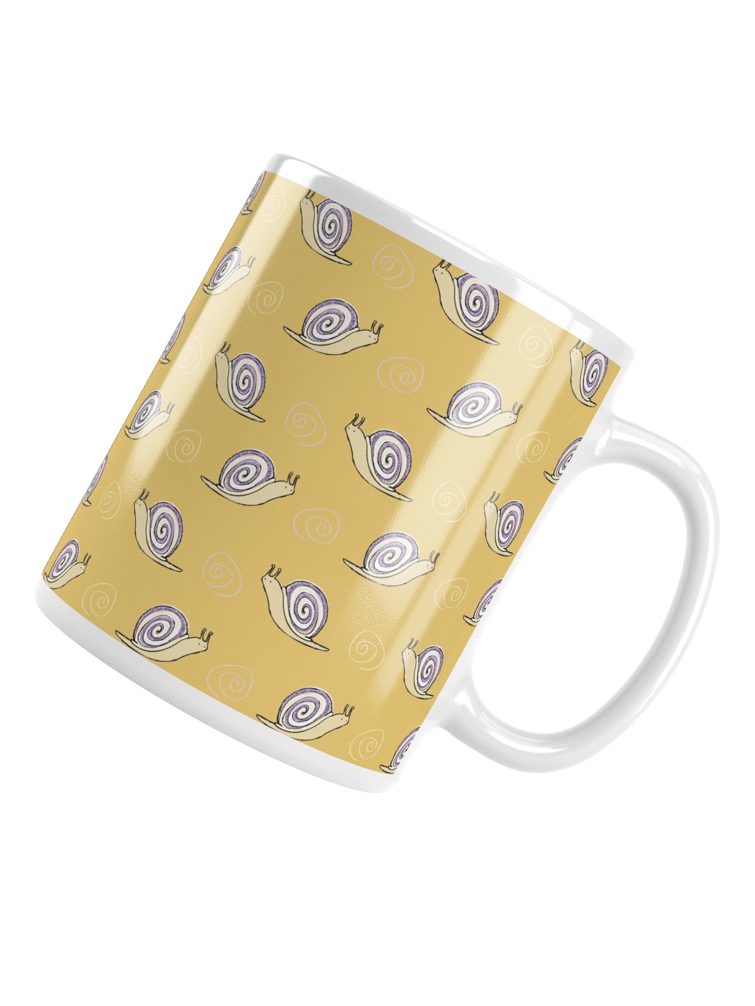 Snails Doodle Patterned Mug, Yellow product image (5)