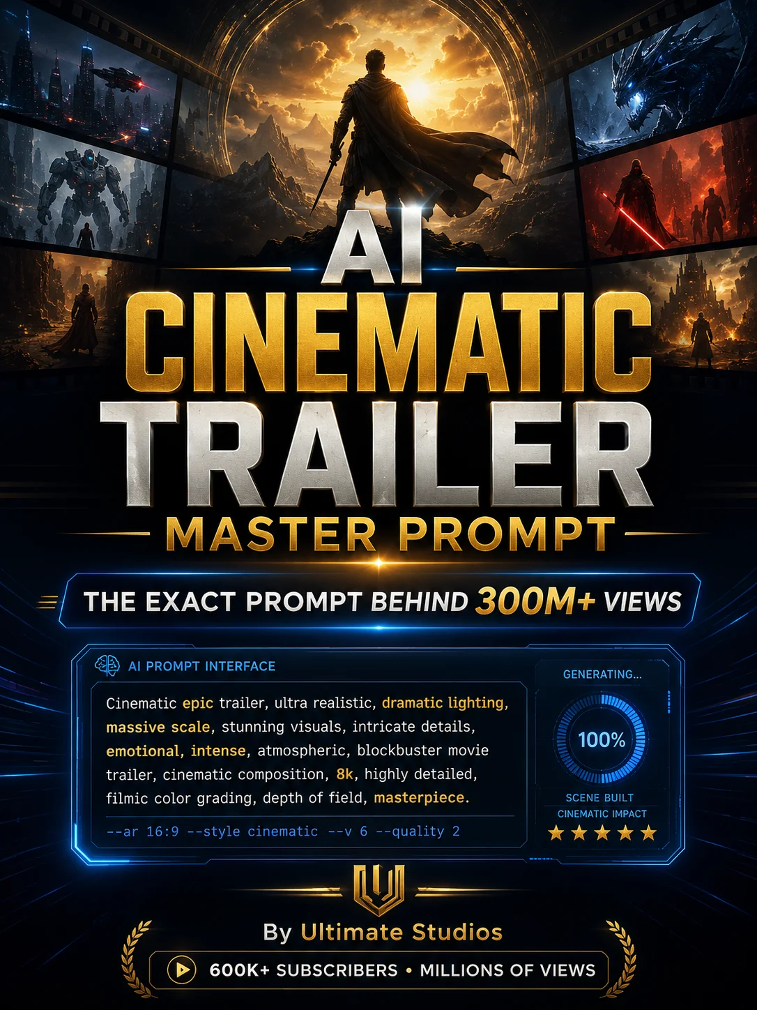 AI Cinematic Trailer Master Prompt | The Exact Prompt Behind 300M+ Views product image (1)