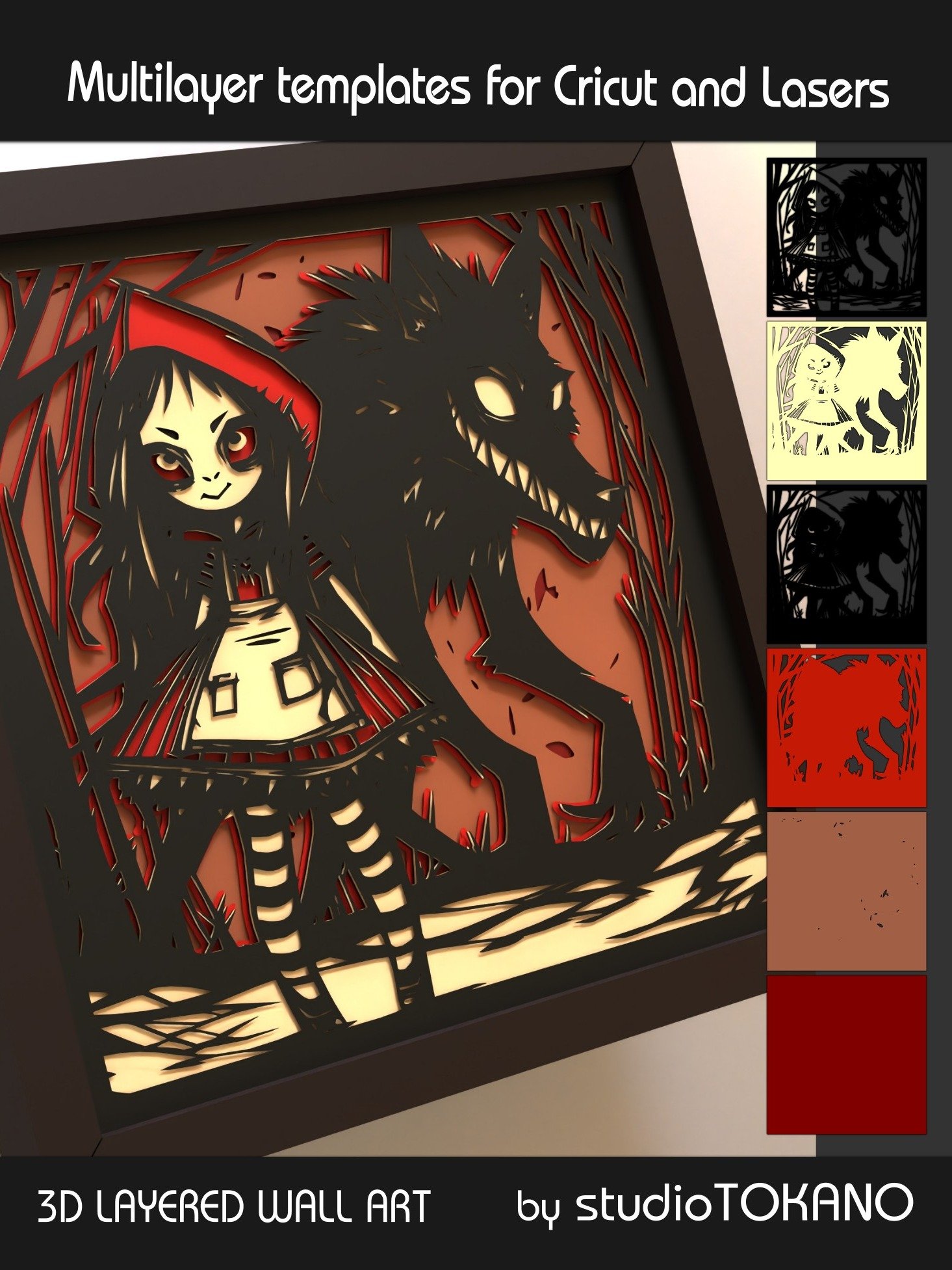 3D Little Red Ridinghood Shadow Box SVG product image (7)