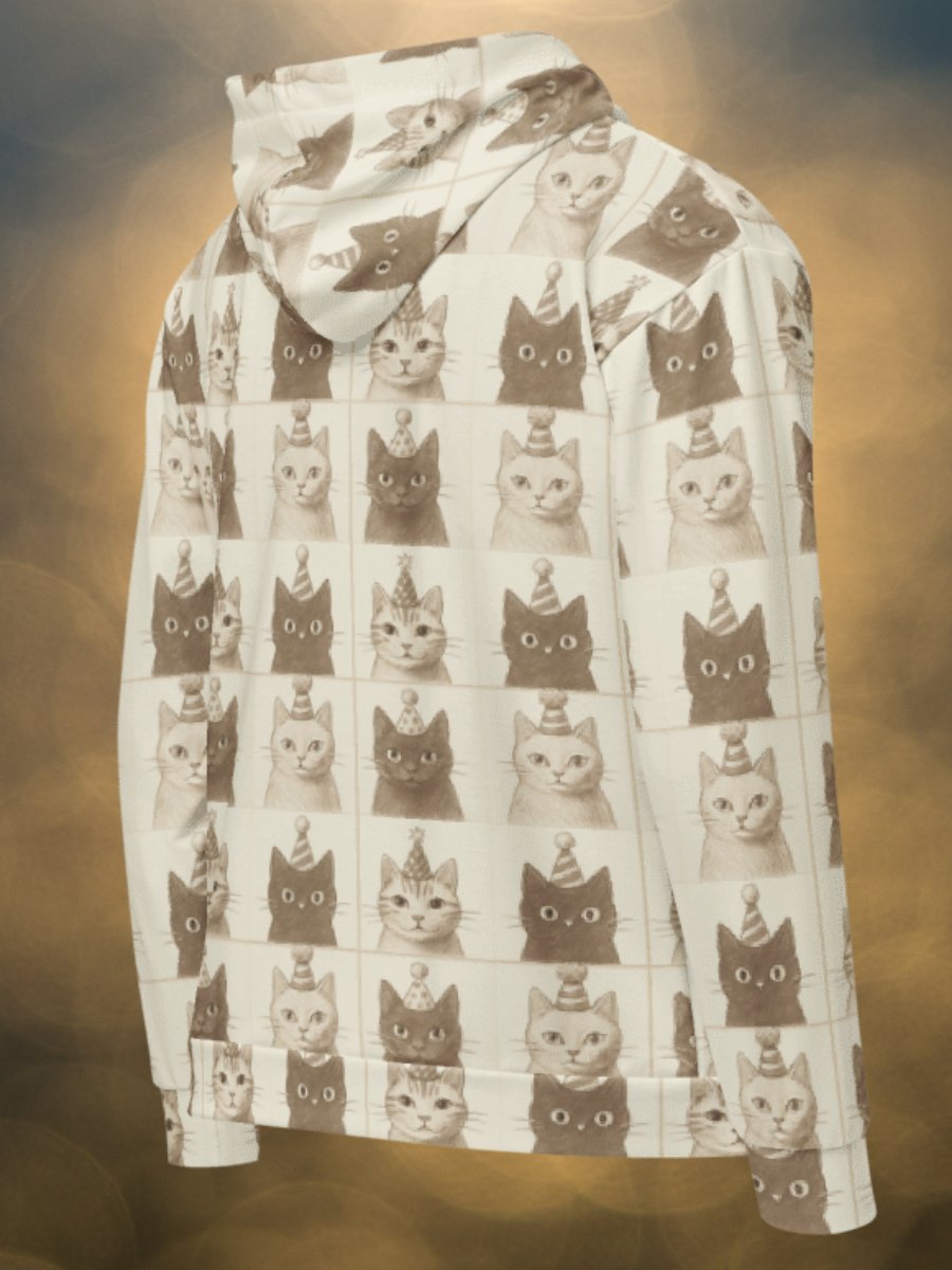 Whimsical Cat Party Unisex Zip Hoodie product image (3)