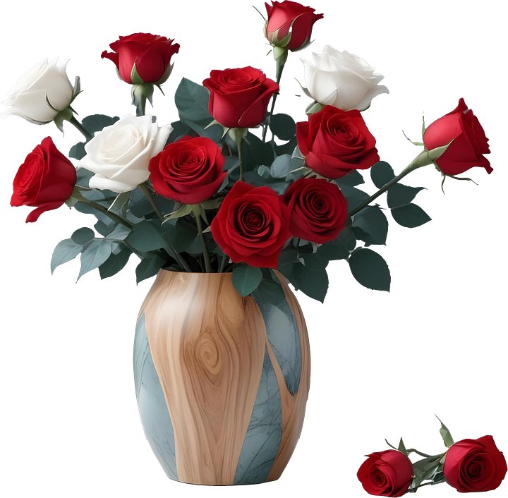 Eternal Romance – Natural Elegance Rose Vase PNG product image (1)