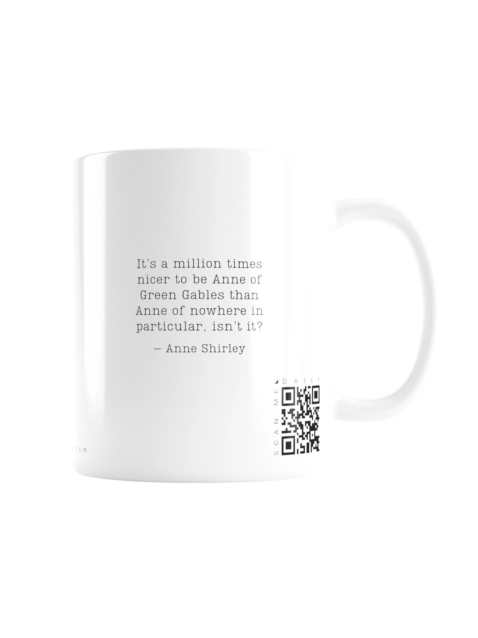 <i>Belonging</i> • QR Mug<br /> With 160 Daily Quotes<br /> <small>Quotes from beloved novel<br />Anne of Green Gables (1908)</small> product image (2)