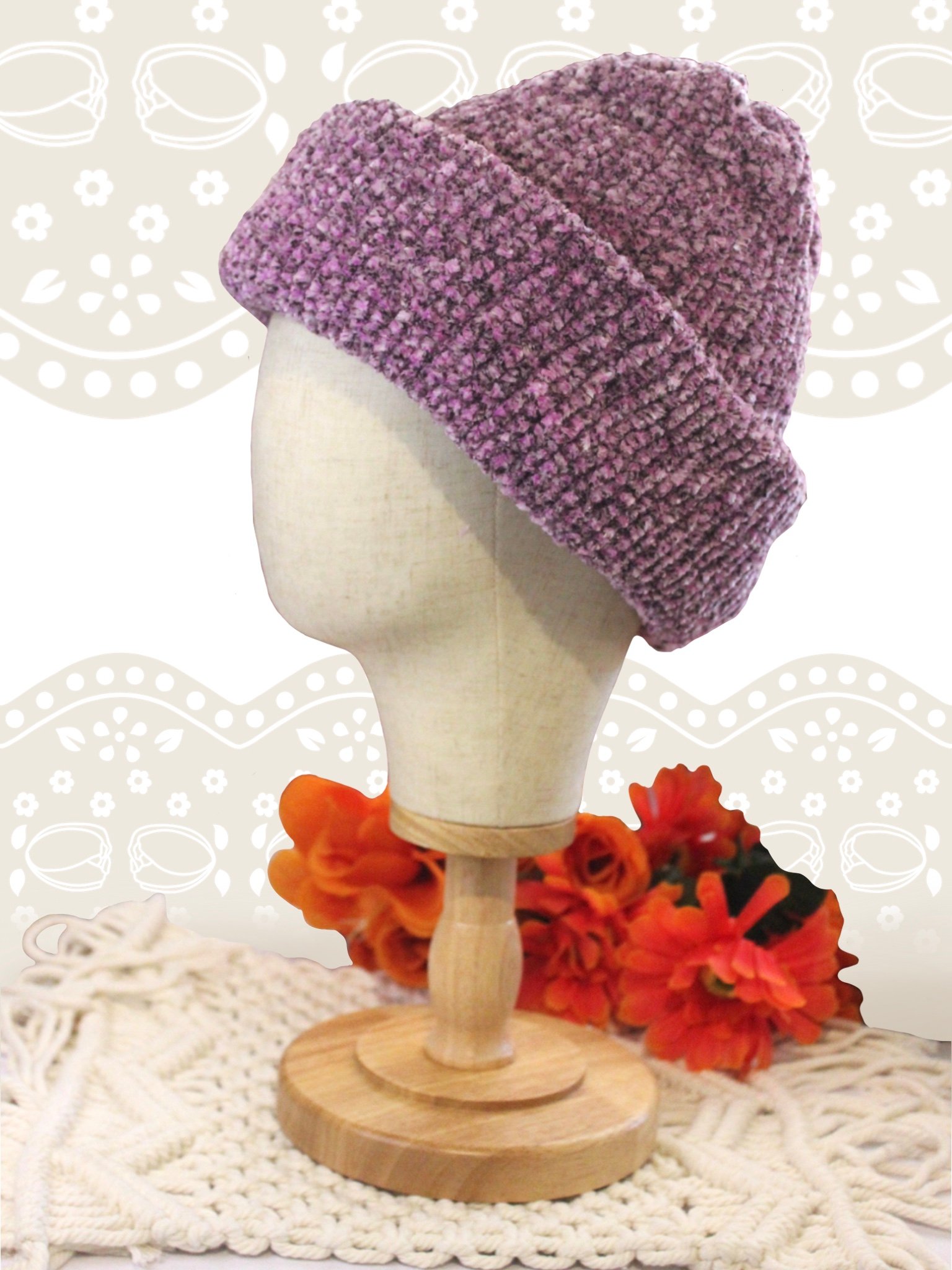 Scarf & Beanie Set - Purple Pansy product image (7)