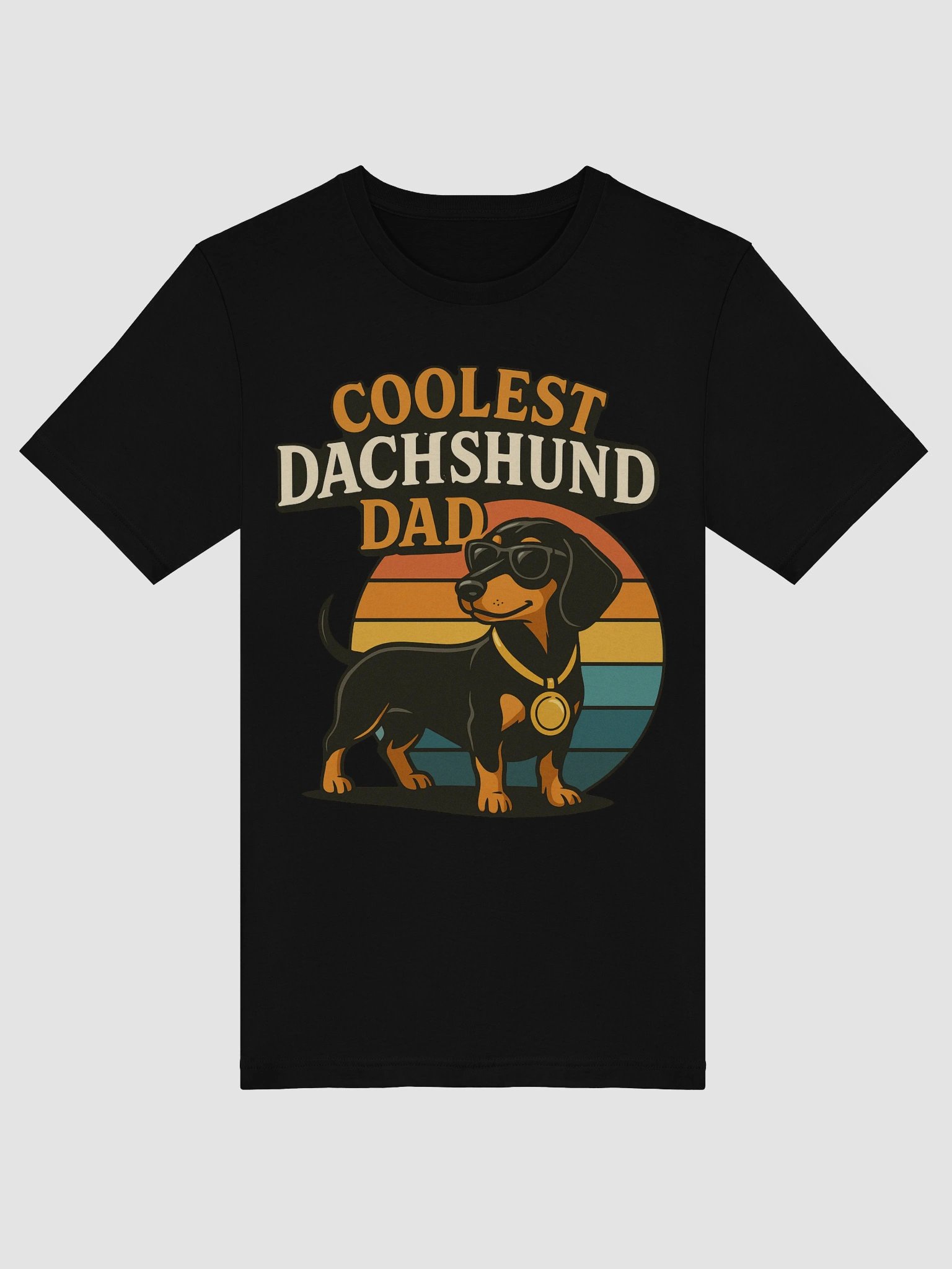 Coolest Dachshund Dad Ever – Vintage Style T-Shirt with Retro Sunset product image (5)
