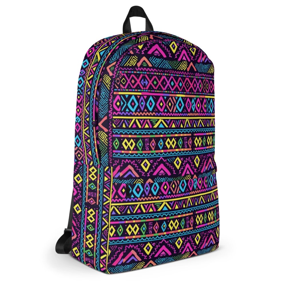 Neon Tribal Geometry Adventure Backpack product image (11)
