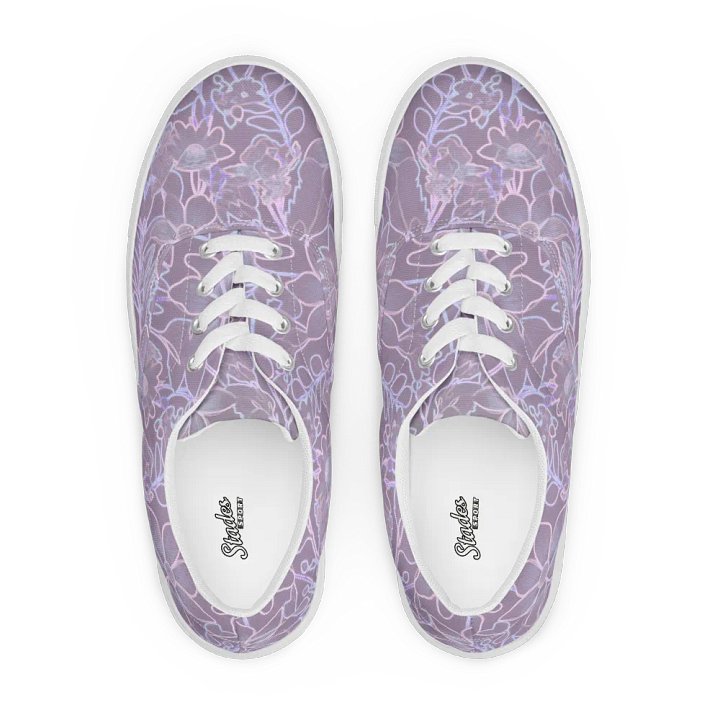 Line art Lilac and Pink Floral/Women's Lace-Up Canvas Shoes by Allcolor product image (1)