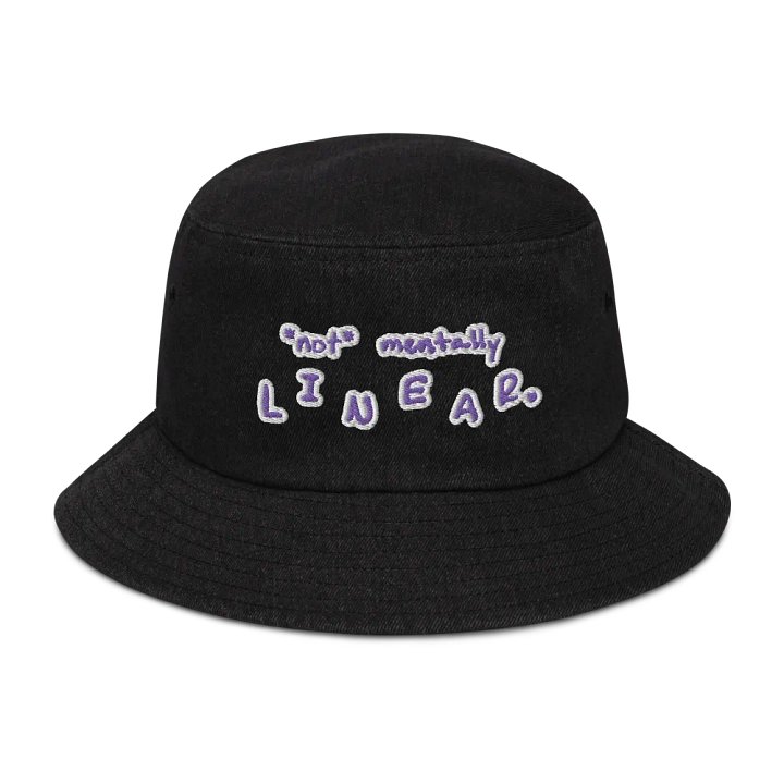 *not* mentally linear (purple bubble design) denim bucket hat product image (1)