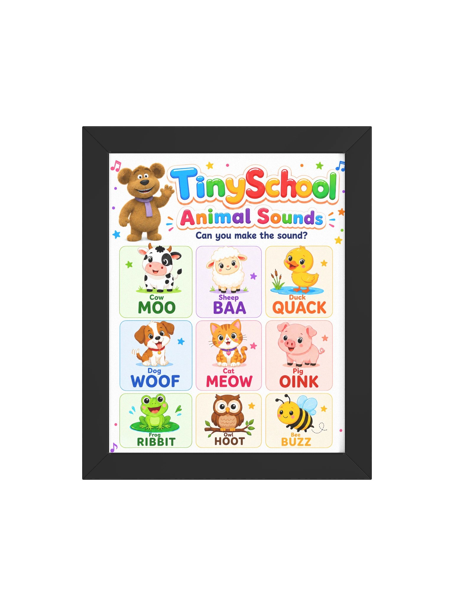 TinySchool Animal Sounds — Framed Kids' Learning Poster product image (38)