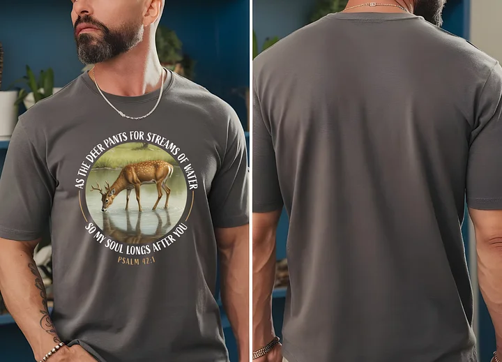 As the Deer Psalm 42:1 Watercolor T-Shirt product image (1)