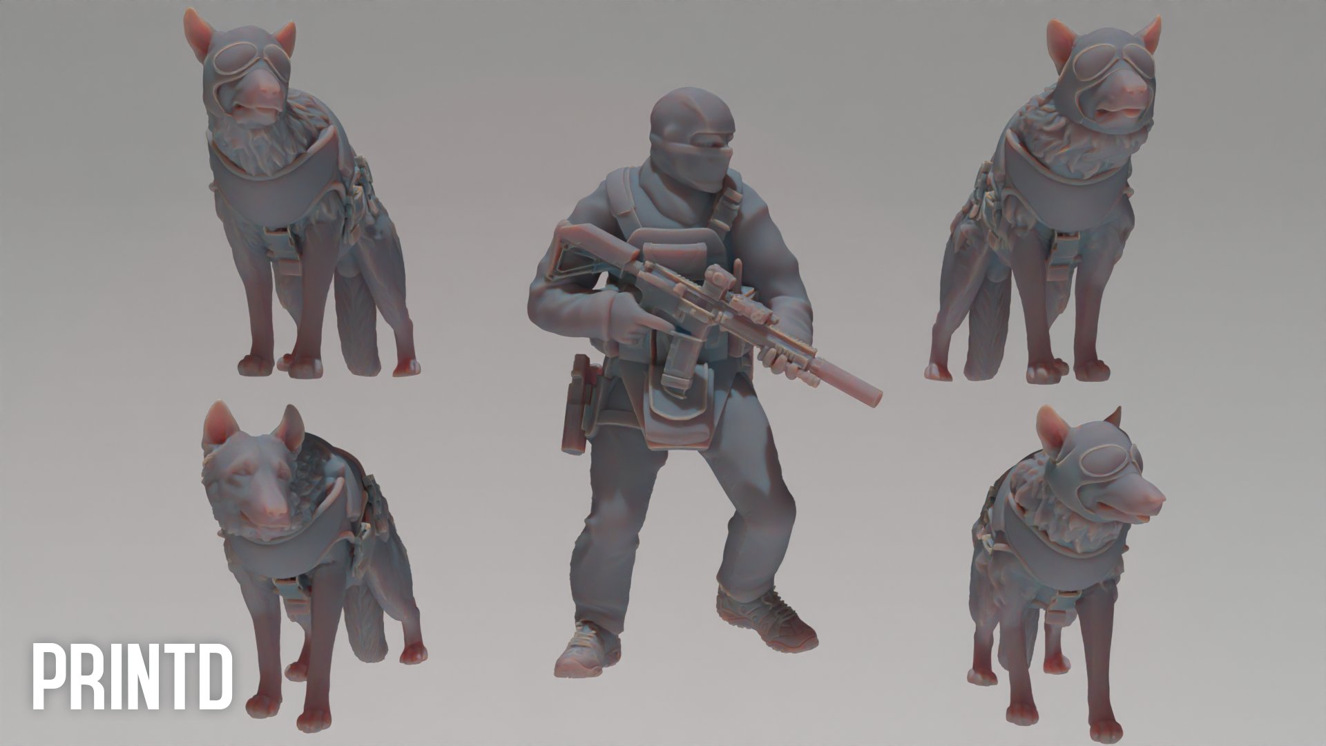 Nairobi Operator with K9 Dog Squad - Modern Warfare Wargame Hobby Resin Scale Models product image (2)
