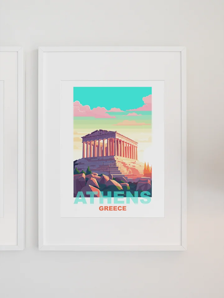 Parthenon Temple on Acropolis Hill Art, Athens Greece Vibrant Sunset Poster, Historic Greek Landmark, Travel Inspired Wall Art Decor product image (1)