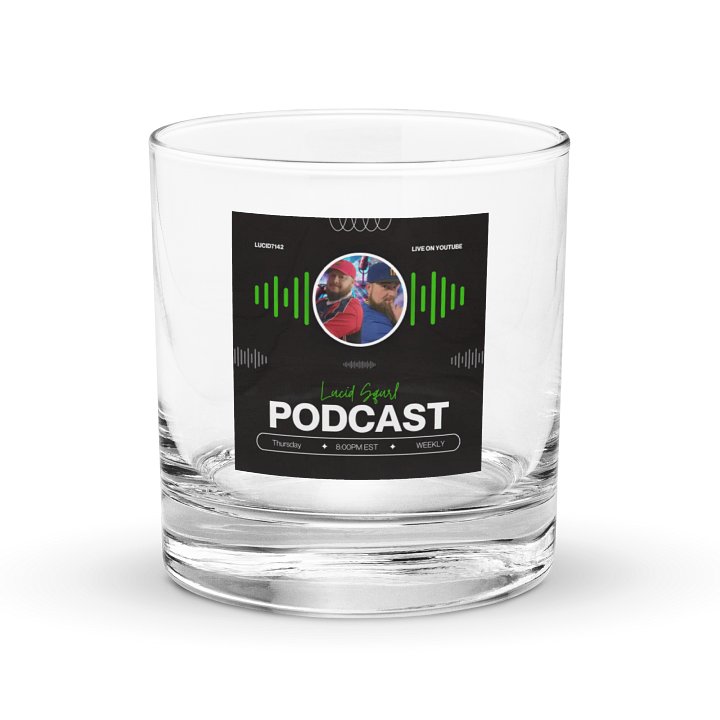 Lucid Squirrel Podcast Whiskey Glass product image (1)