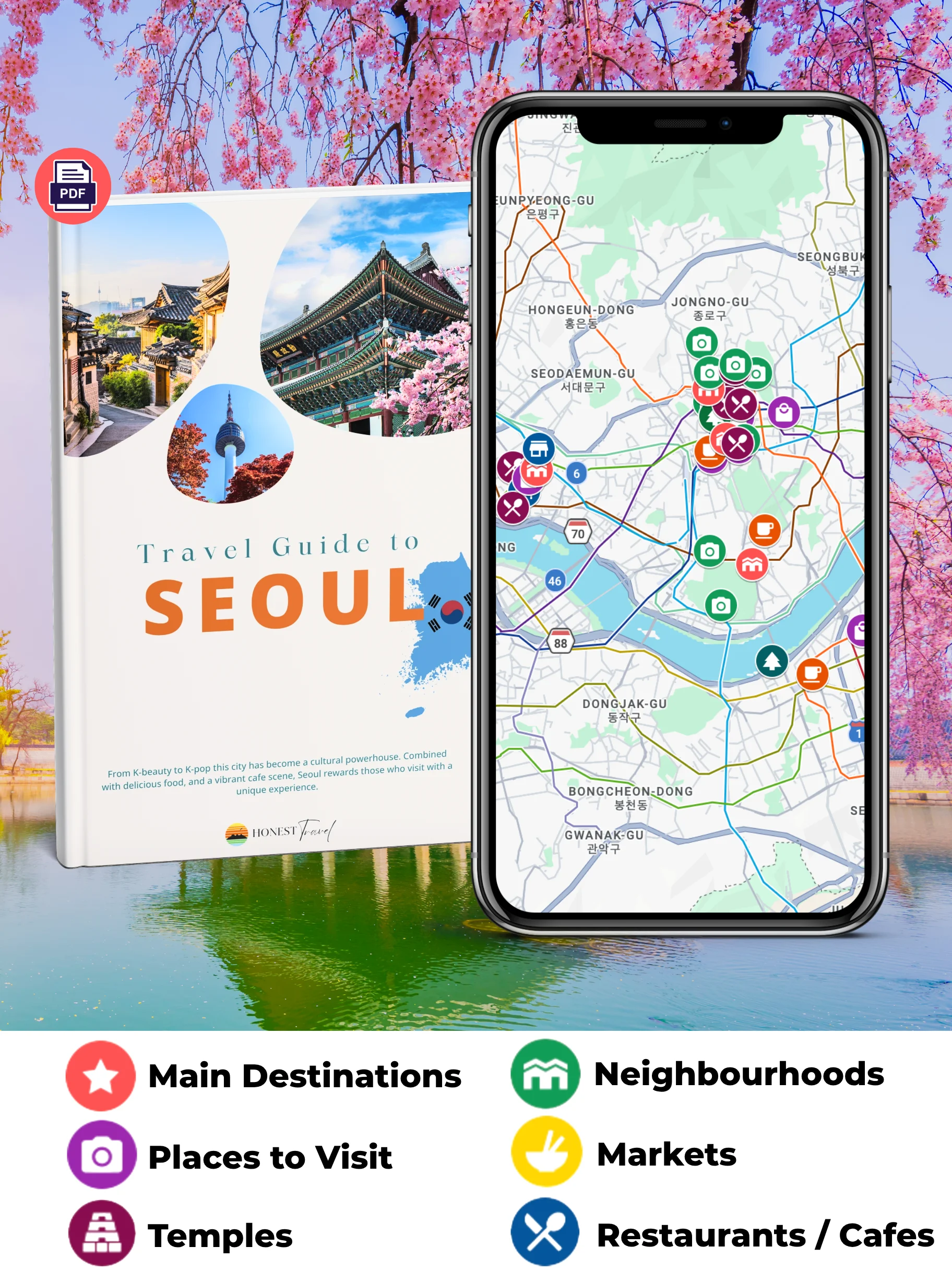 SEOUL Map & Guide for Easy Trip Planning (70+ Map Pins) product image (1)
