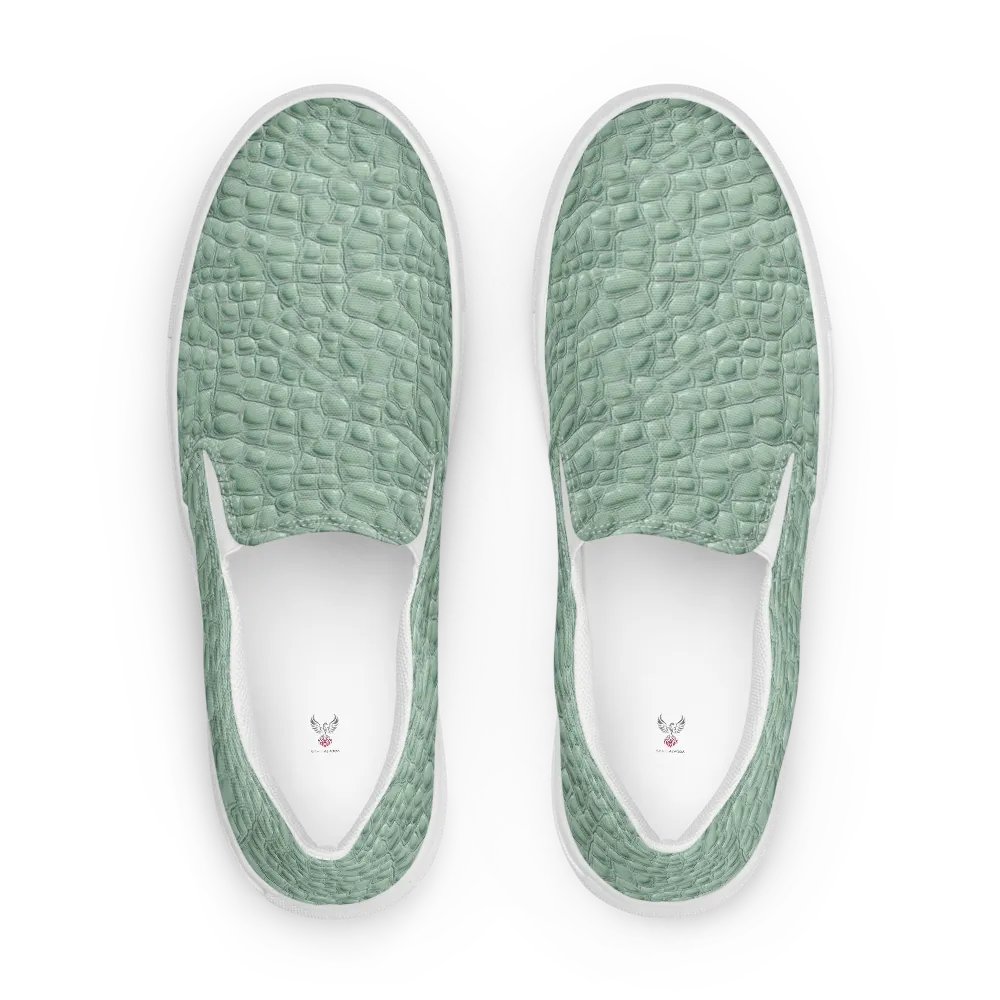 Men's Seafoam Green Animal Print Painted Slip-On Shoes product image (4)