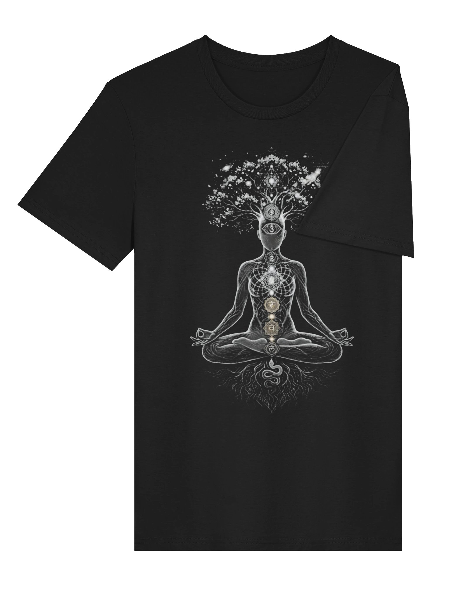 Meditation Tree of Life Chakra T-Shirt – Spiritual Awakening Yoga Tee | Third Eye & Sacred Geometry Unisex Shirt product image (4)