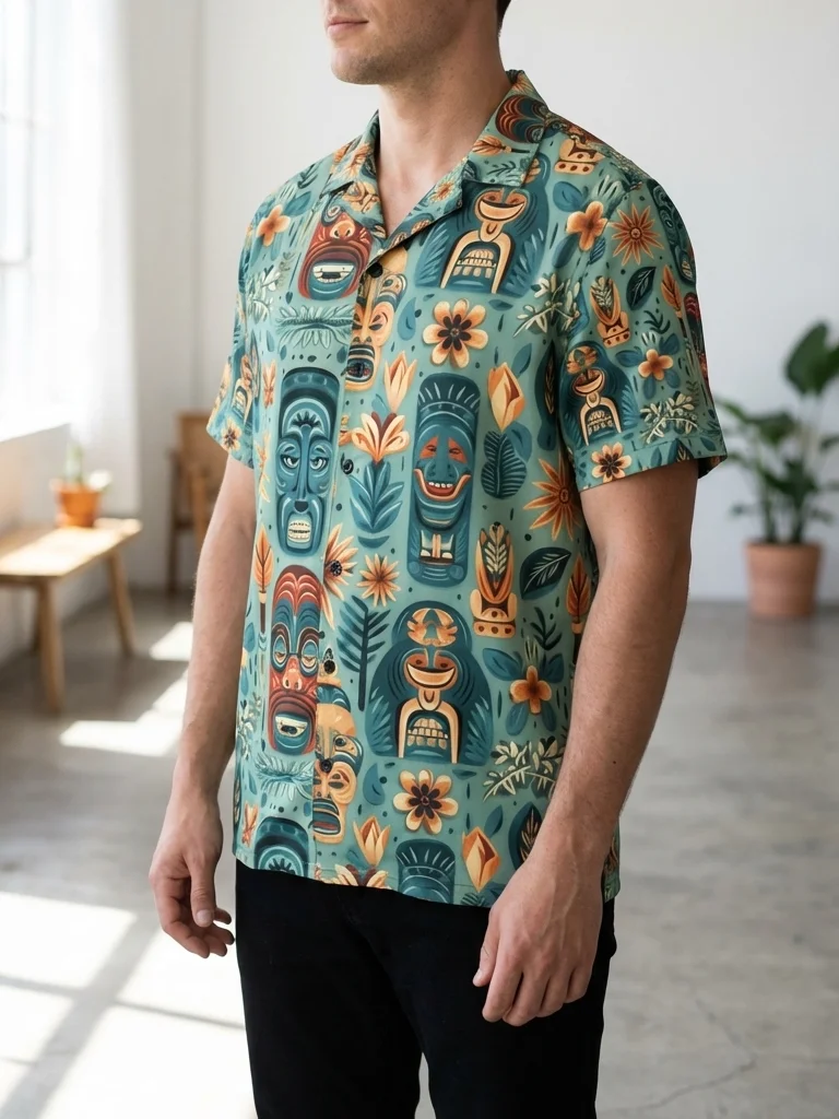 Tropical Tiki Mask Hawaiian Shirt product image (11)