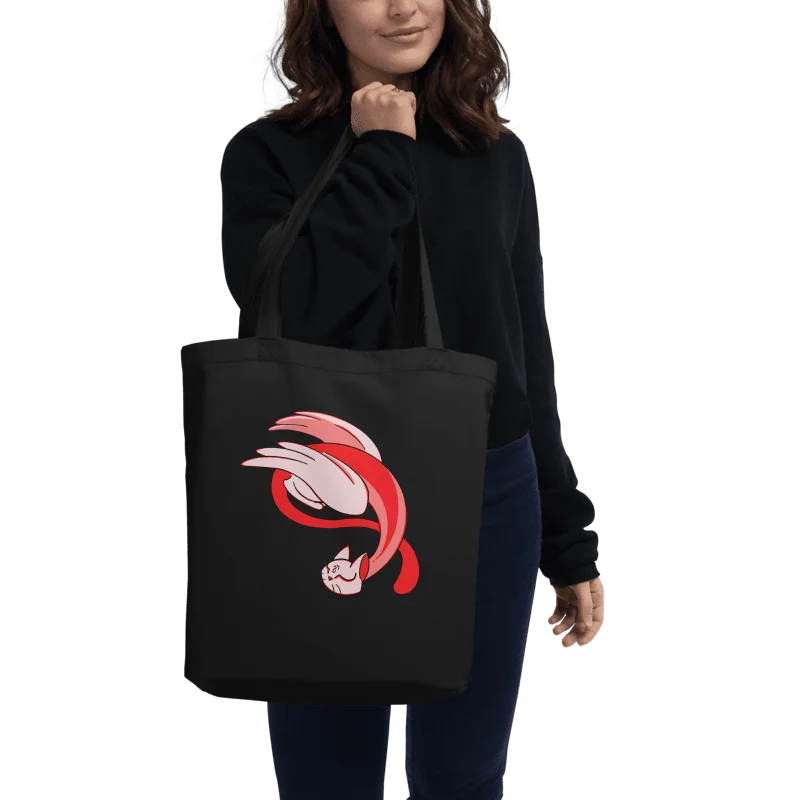 Calming Red Cat-Owl Totebag / Black-Oyster product image (4)