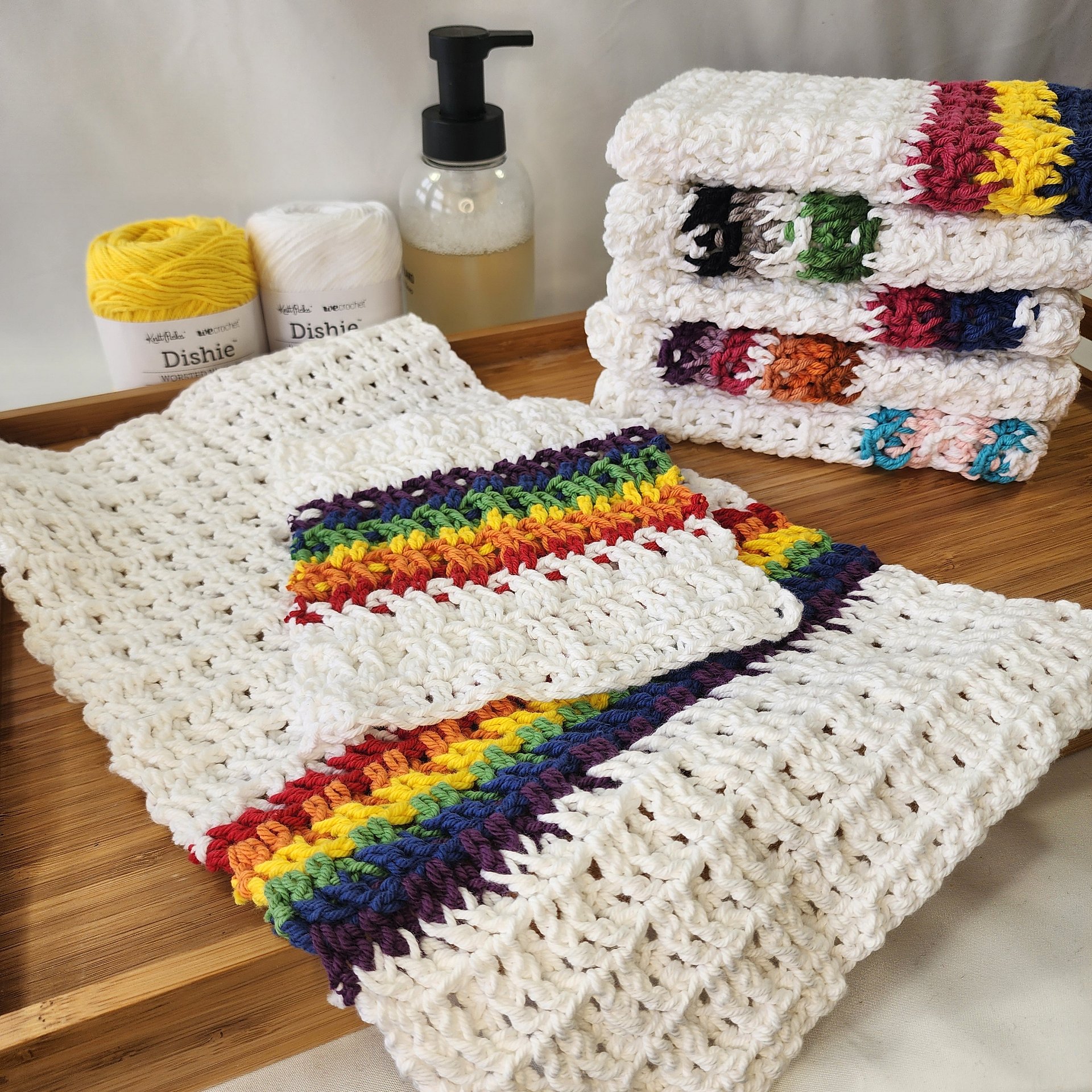 Pride Crochet Dishcloth & Kitchen Towel Set, Pride Gift, Kitchen Towels, Rainbow Set, Crochet Towels, Rainbow Towels, Handmade Gift product image (1)