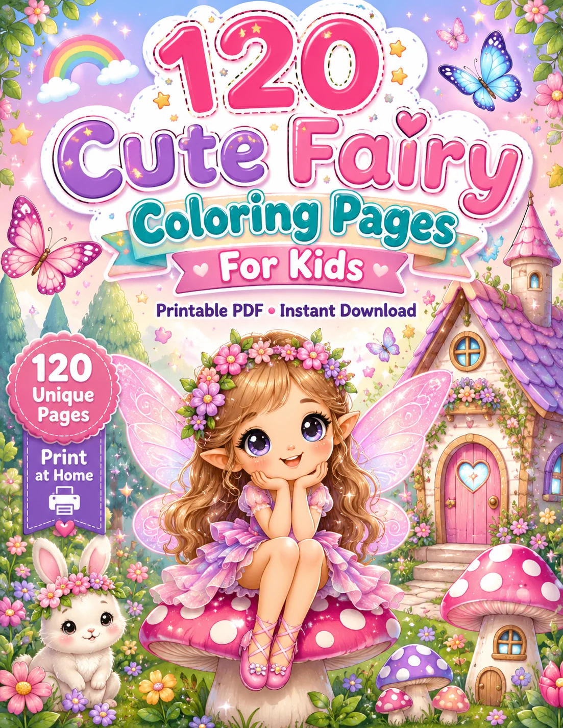 Cute Fairy Coloring Pages for Kids product image (1)