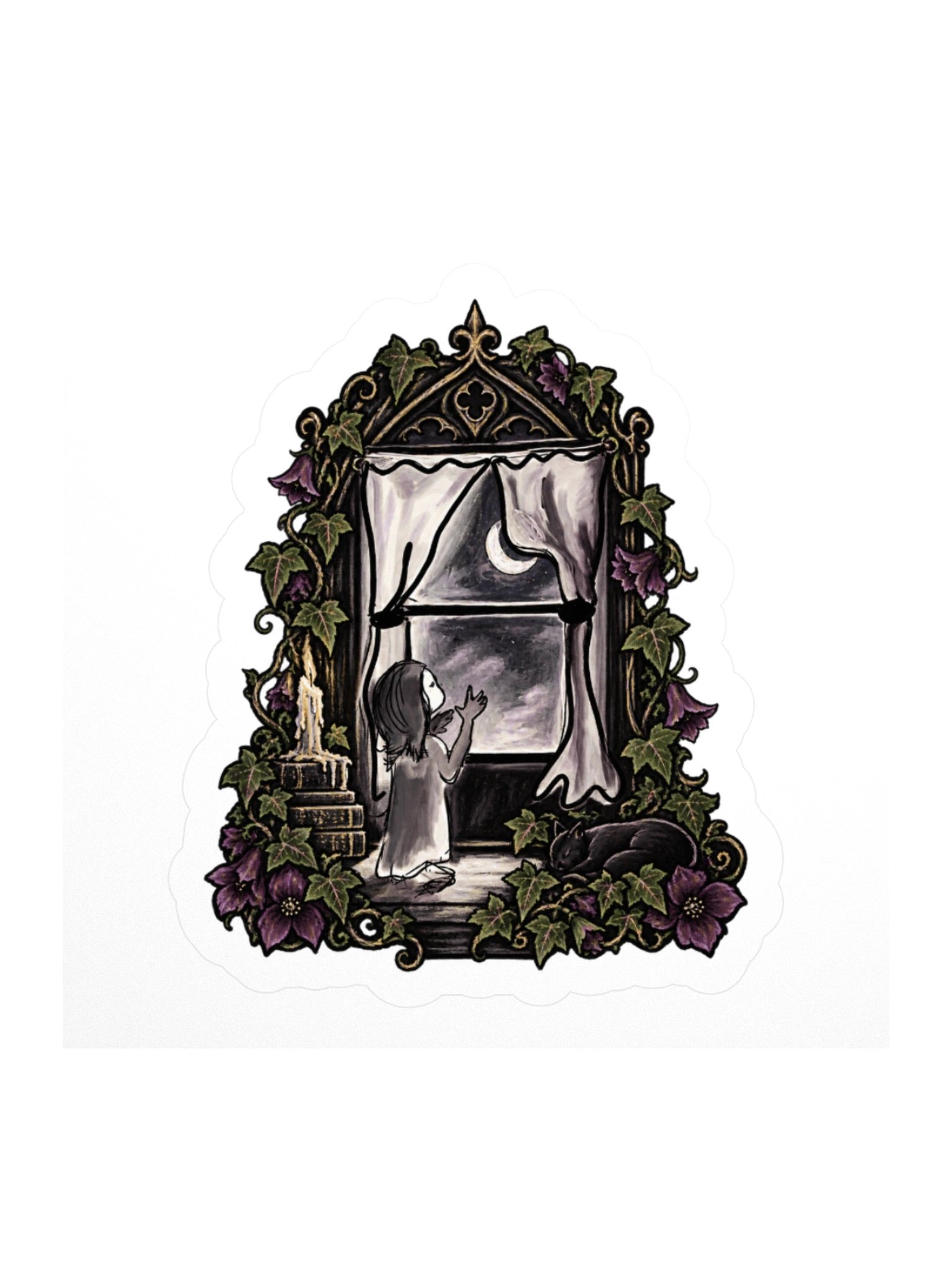 Moonlit Gothic Window Kiss Cut Sticker product image (2)