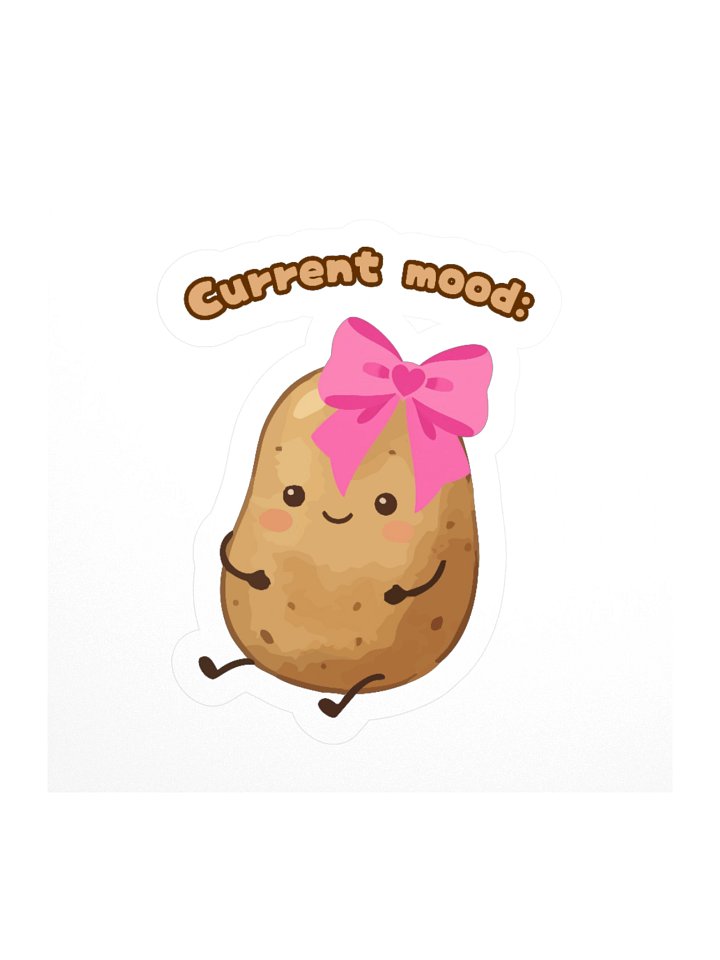 Current Mood Potato Sticker — Pink Bow Kiss-Cut product image (2)
