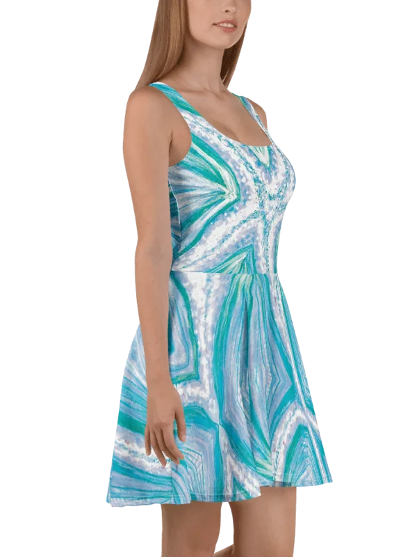 Bright Cyan Starfish Skater Dress | Ocean-Inspired Sleeveless Fit & Flare Dress | Monique Faella Designs™ product image (12)