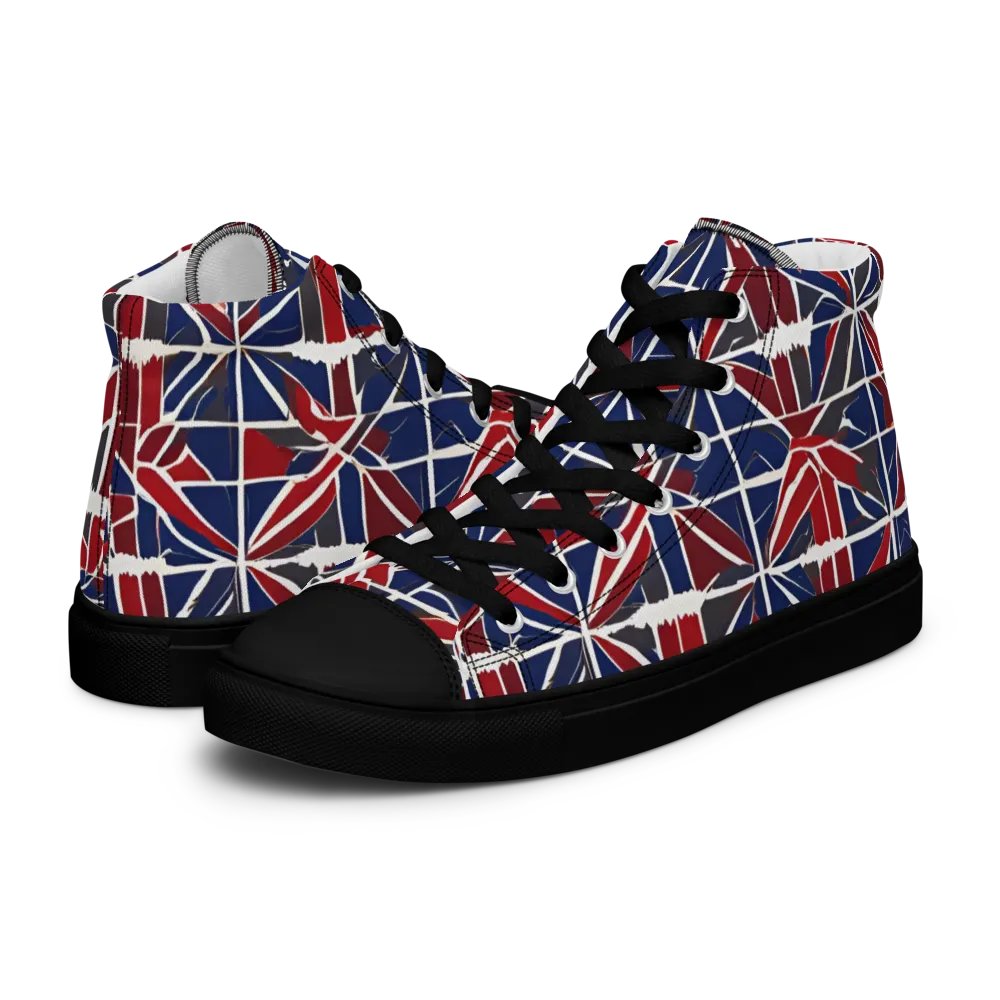 Red And Blue Mosaic Men's High Top Shoes product image (10)