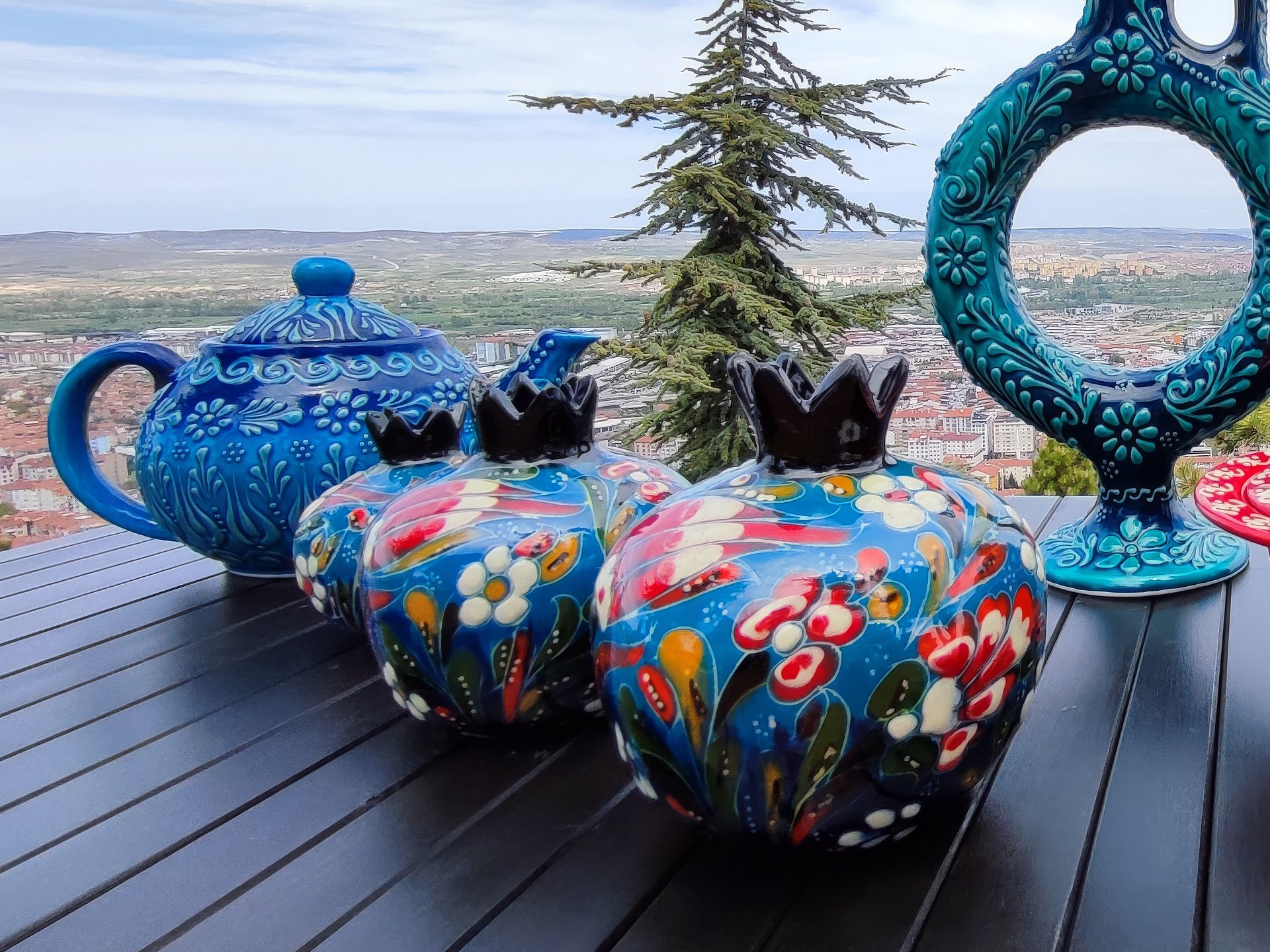 Decor 3-piece Pomegranate Handmade Ceramic set — handmade pottery product image (6)
