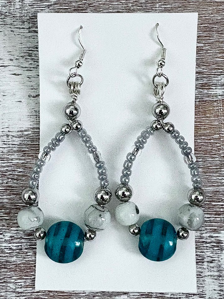 MFD-00128 | Handmade Ornate Oval Wire and Bead Earrings | Monique Faella Designs™ product image (1)